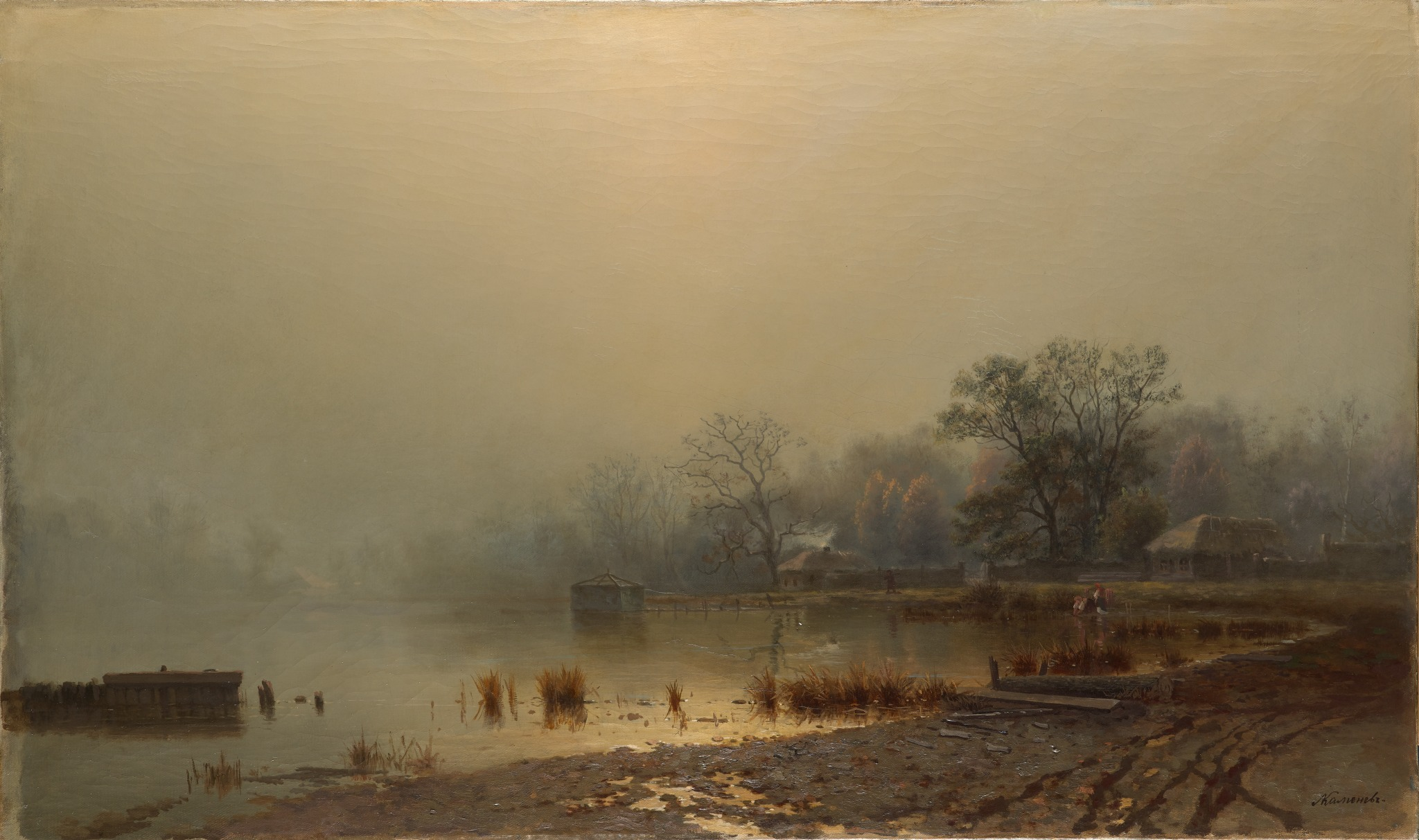 Туман. Красный пруд в Москве осенью, Lev Kamenev, 1871