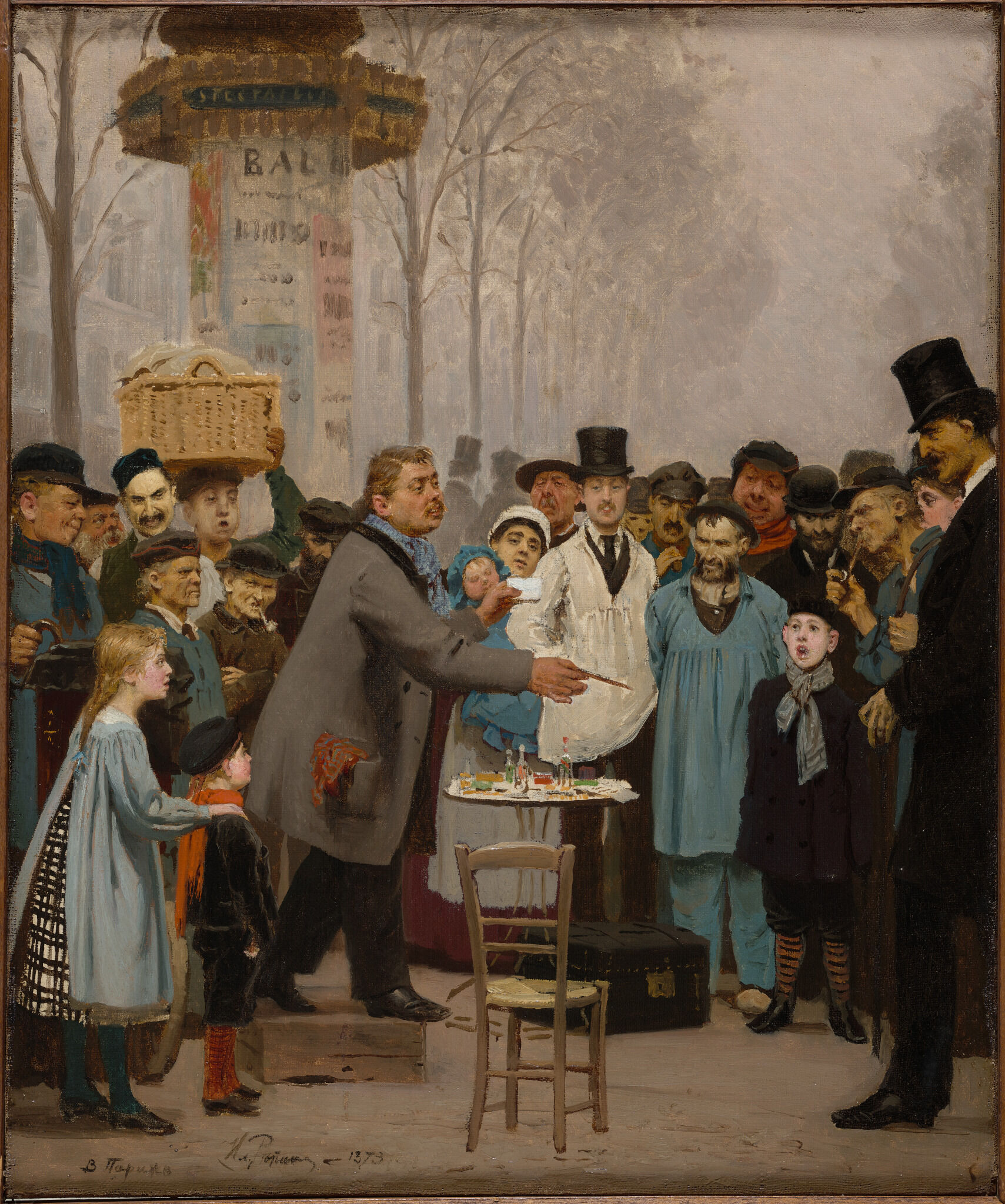 Продавец новостей в Париже, Ilya Repin, 1873