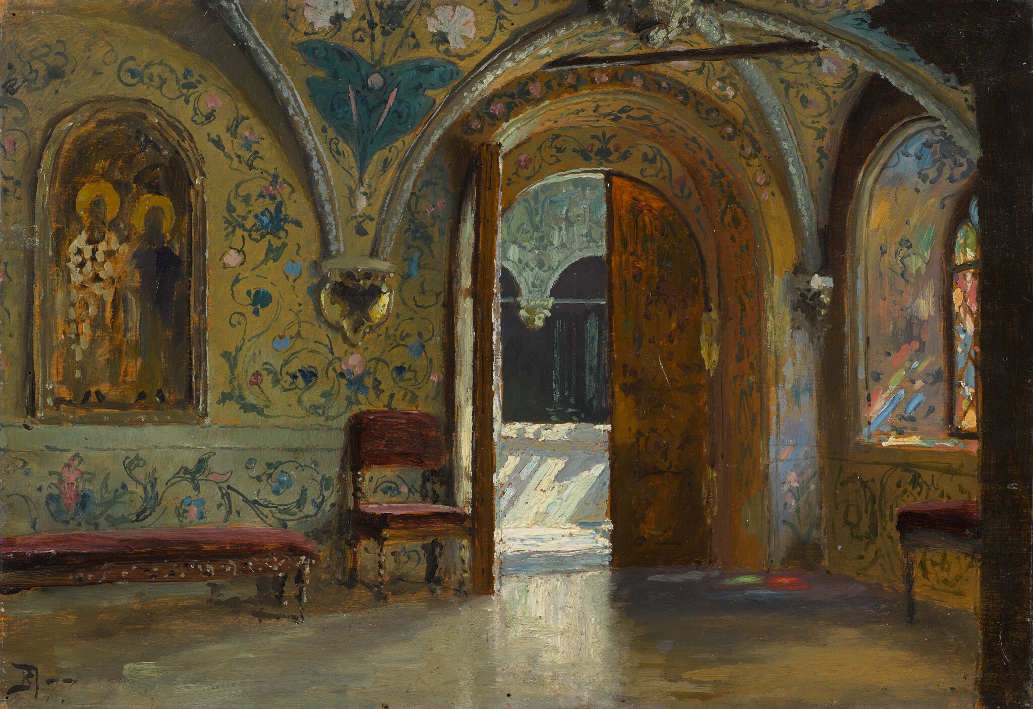 Теремной дворец в Московском Кремле. Выход из покоев на Золотое крыльцо, Vasily Polenov, 1877
