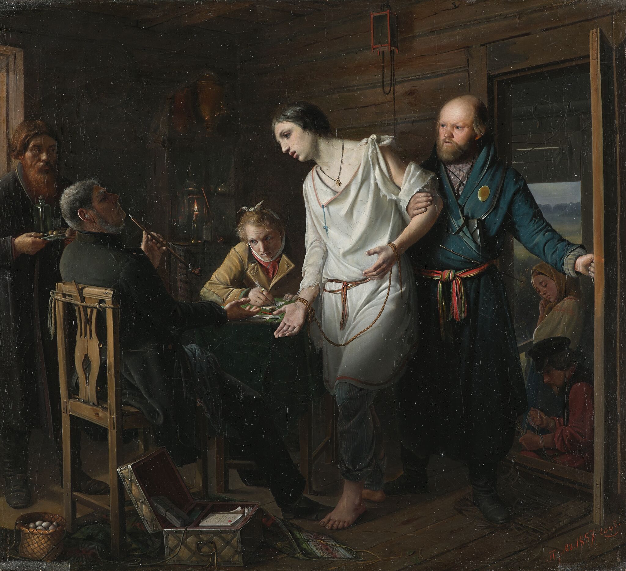 Приезд станового на следствие, Vasily Perov, 1857