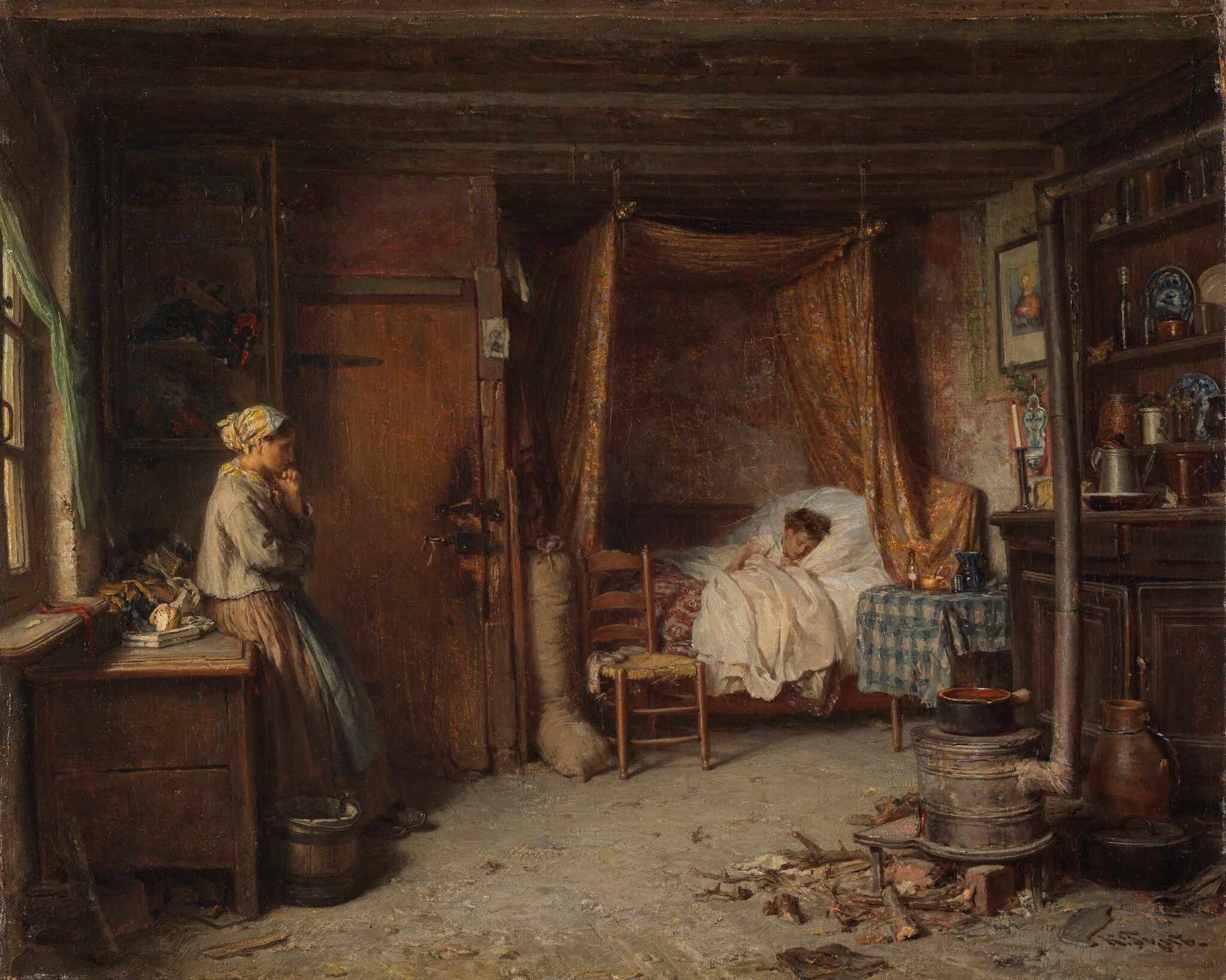 Больное дитя, Carl Huns, 1869