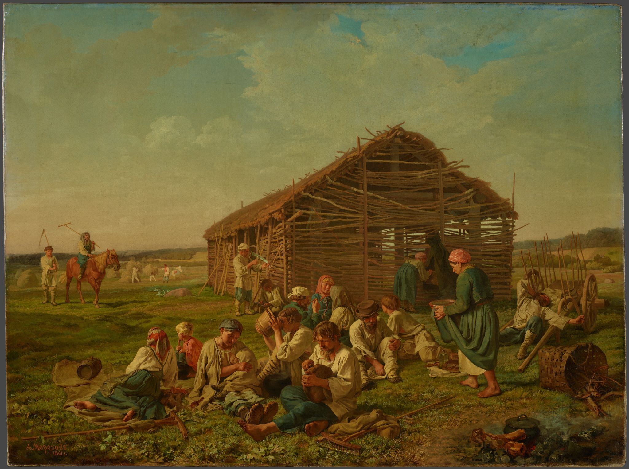 Отдых на сенокосе, Alexander Ivanovich Morozov, 1861
