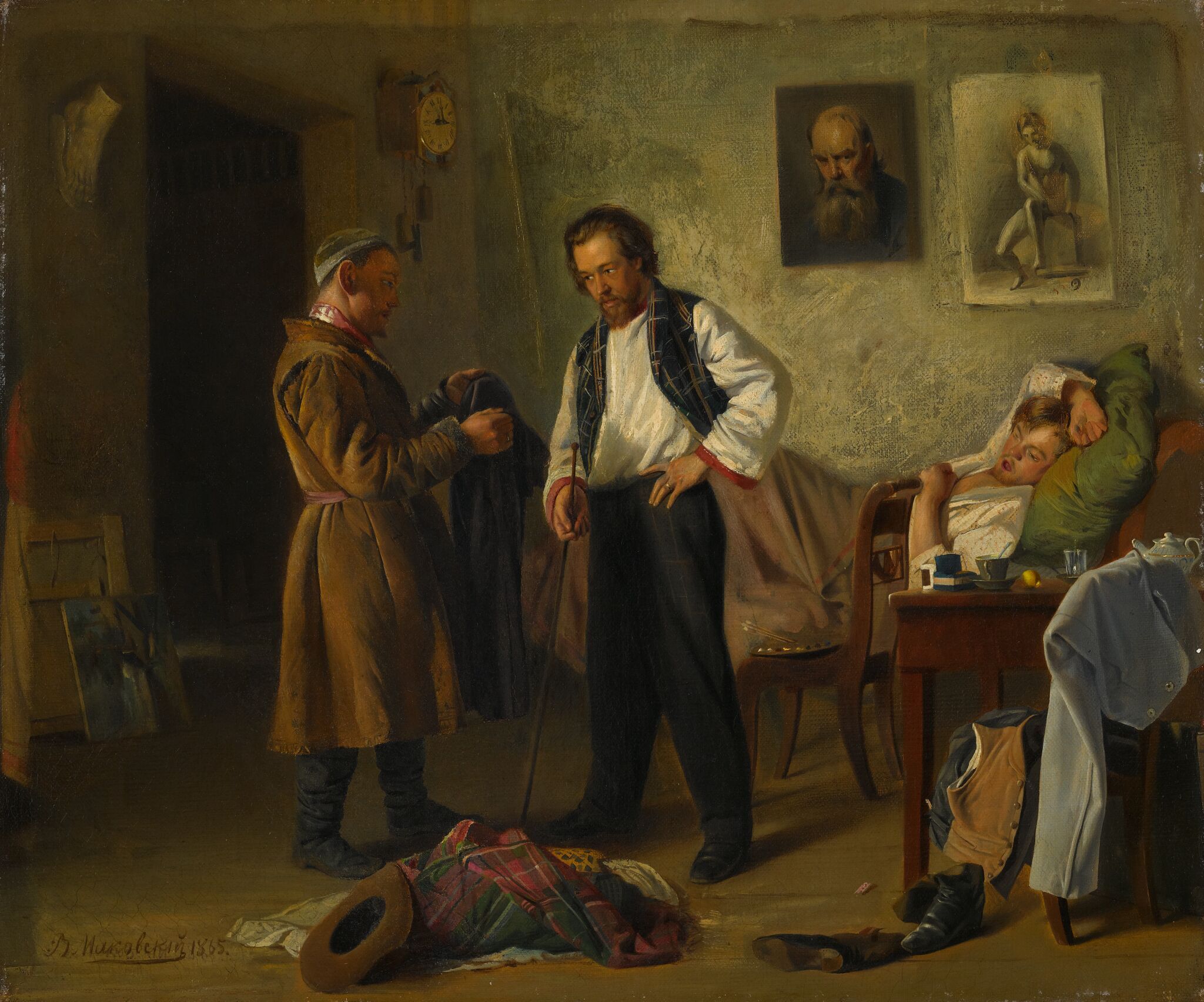 Художник, продающий старые вещи татарину, Vladimir Makovsky, 1865