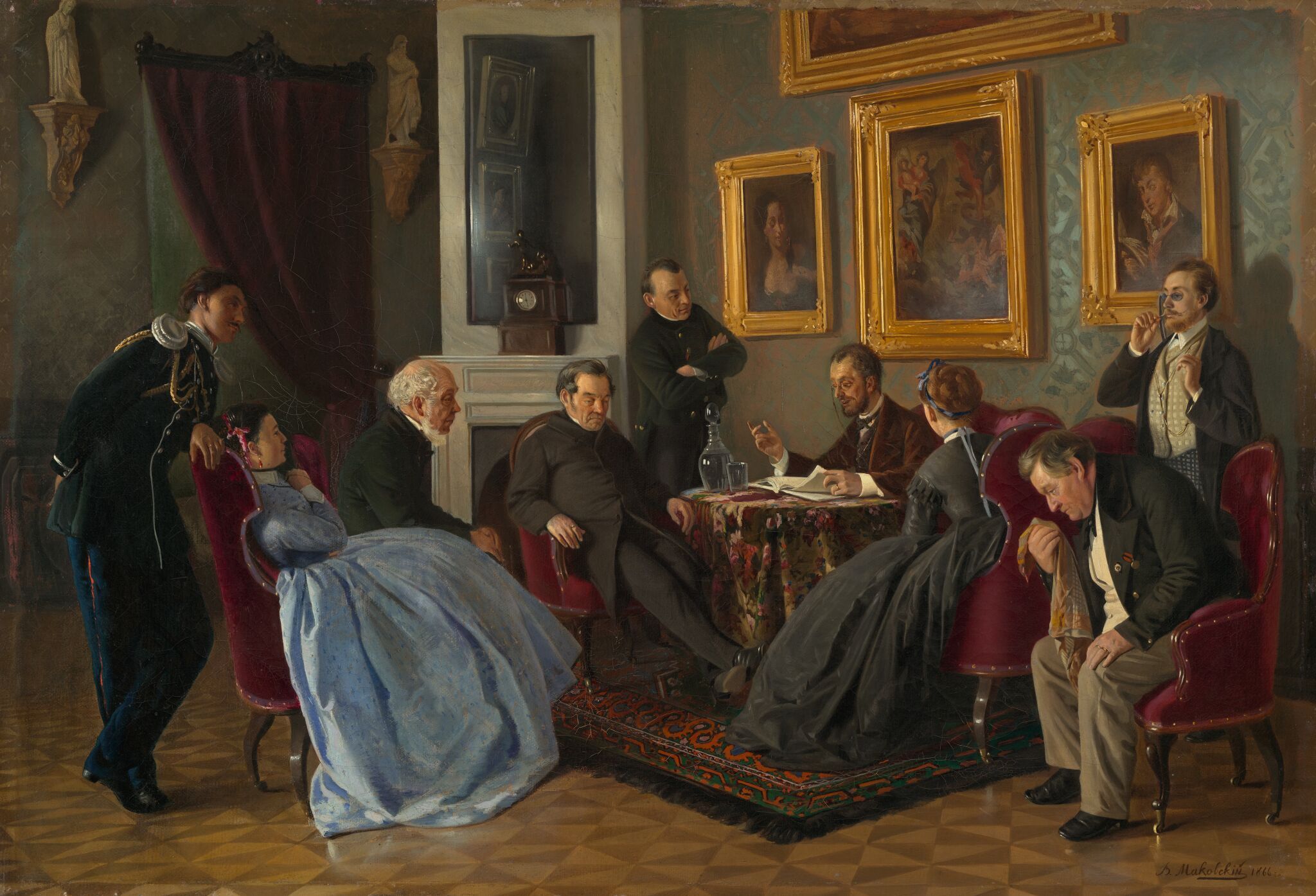 Литературное чтение, Vladimir Makovsky, 1866
