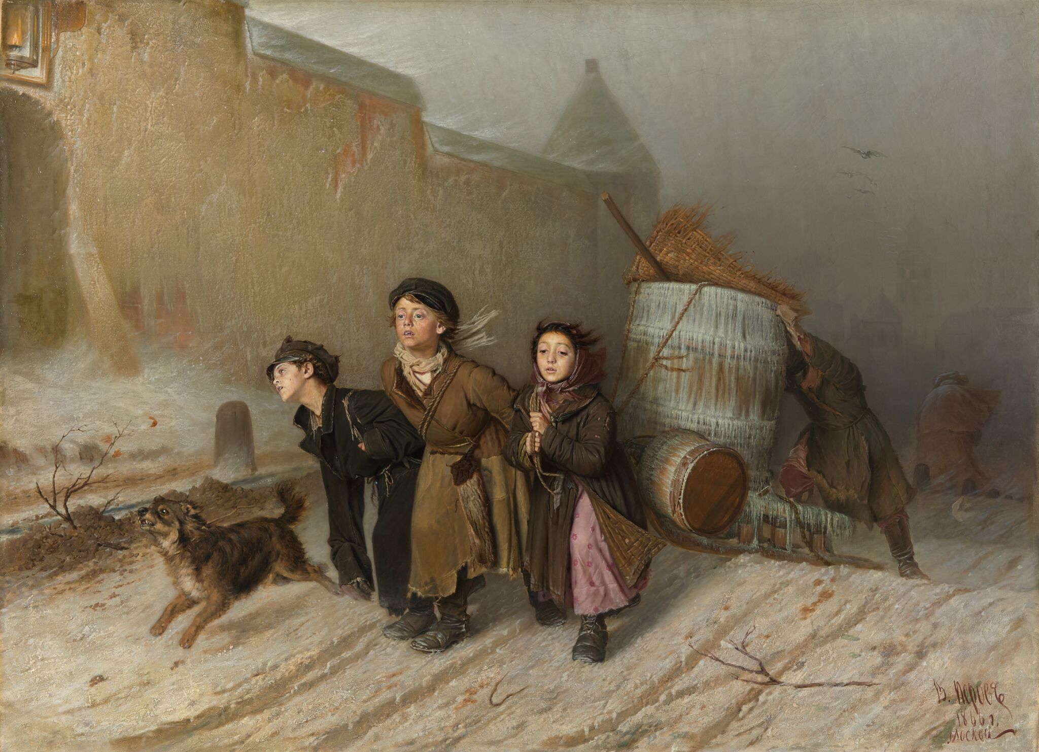 Тройка. Ученики-мастеровые везут воду, Vasily Perov, 1866