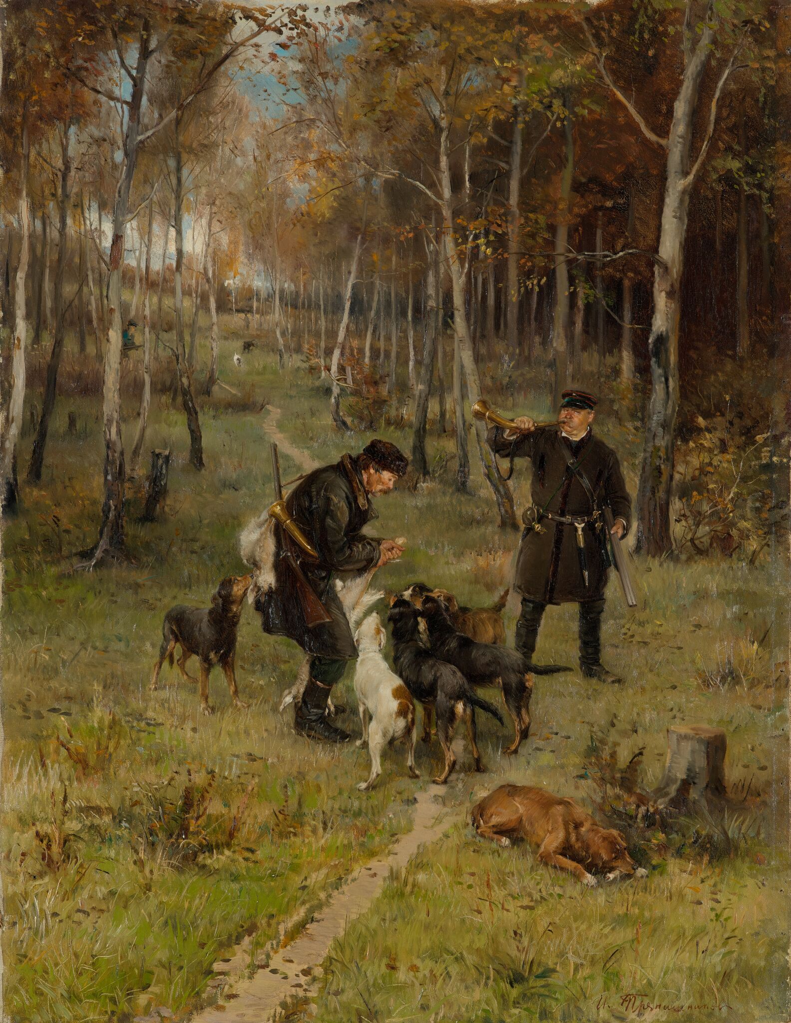 Конец охоты, Illarion Mikhailovich Pryanishnikov, 1884