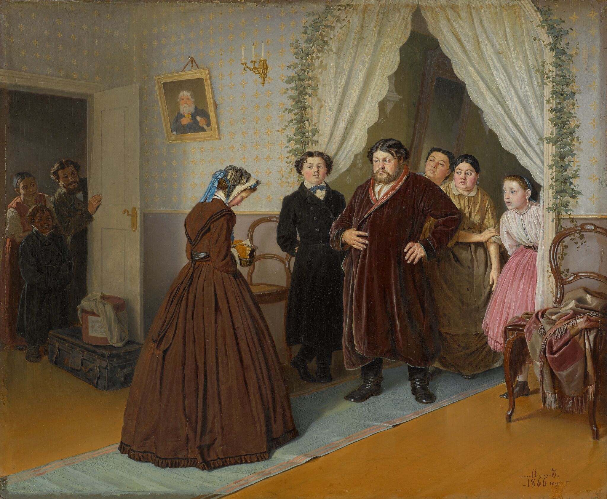 Приезд гувернантки в купеческий дом, Vasily Perov, 1866