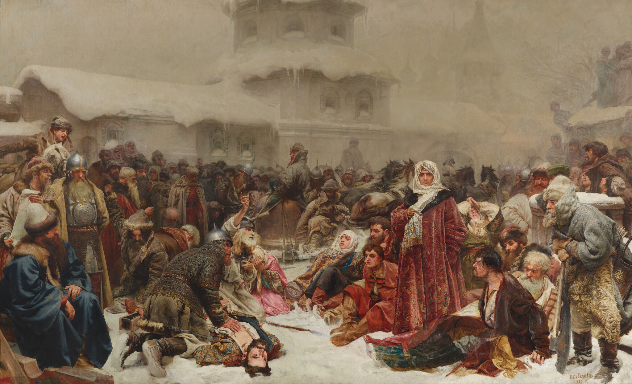 Увоз колокола. Марфа Посадница. Уничтожение Новгородского веча, Klavdy Lebedev, 1889