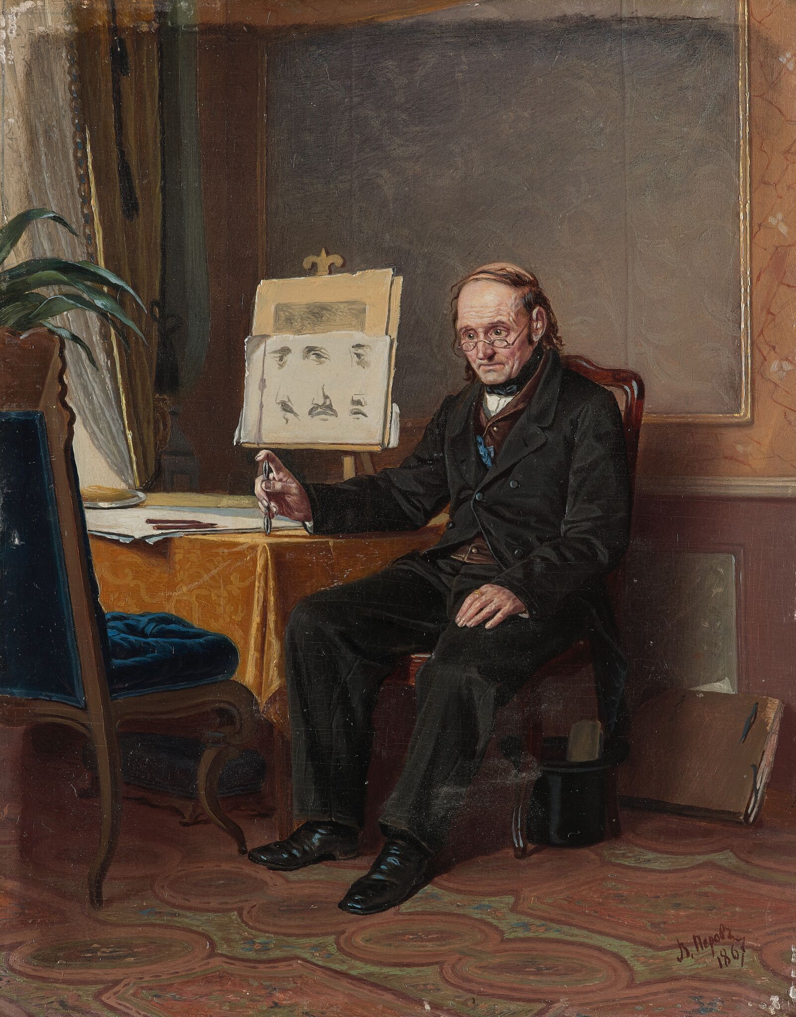 Учитель рисования, Vasily Perov, 1867
