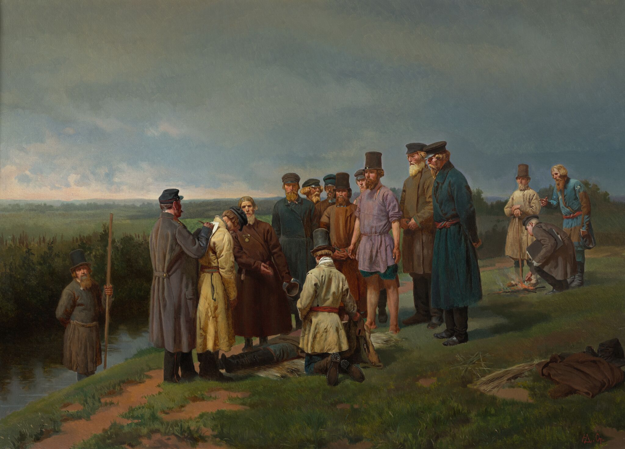 Утопленник в деревне, Nikolai Dmitriev-Orenburgsky, 1897