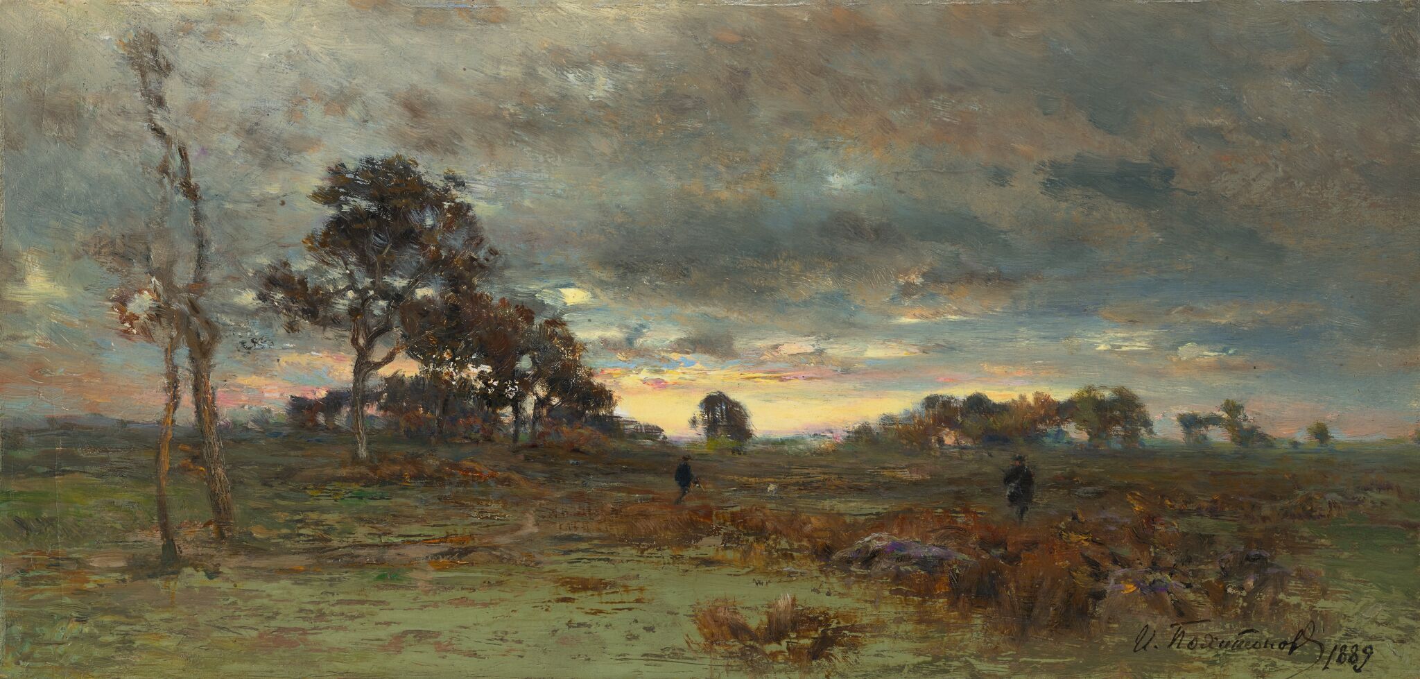 После захода солнца. Барбизон, Ivan Pokhitonov, 1889