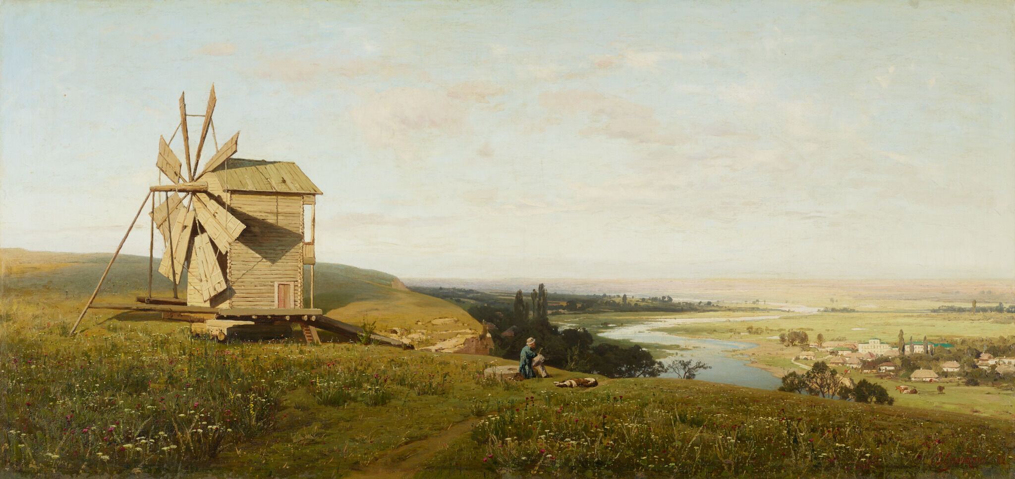 Украинский пейзаж с ветряной мельницей, Vladimir Orlovsky, 1882