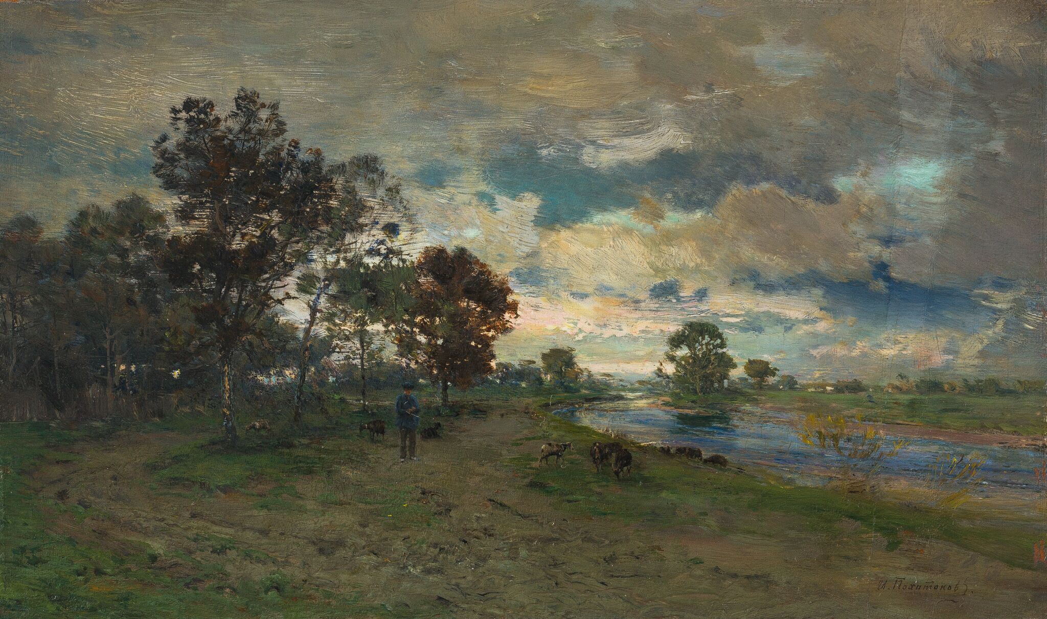 Вечер после грозы. Берег Гавы, Ivan Pokhitonov, c. 1895