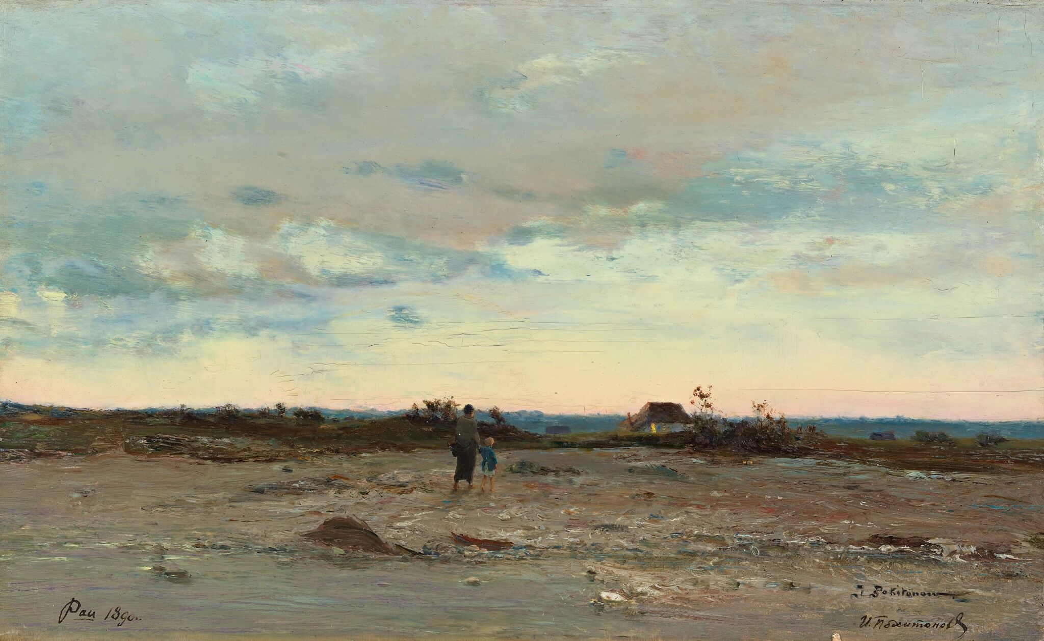 После заката солнца. По. Берег Гавы, Ivan Pokhitonov, 1890