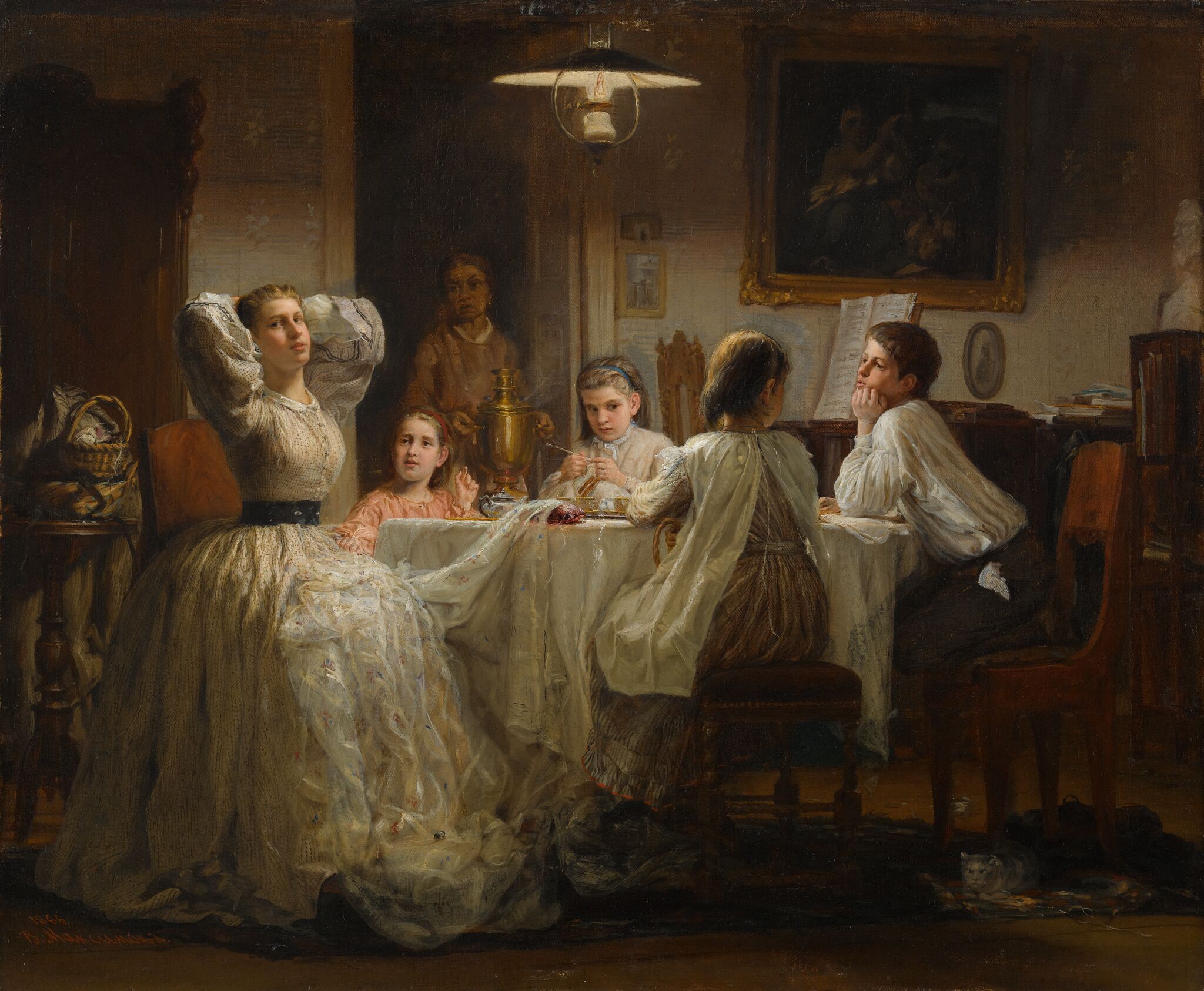 Шитье приданого, Vassily Maximov, 1866