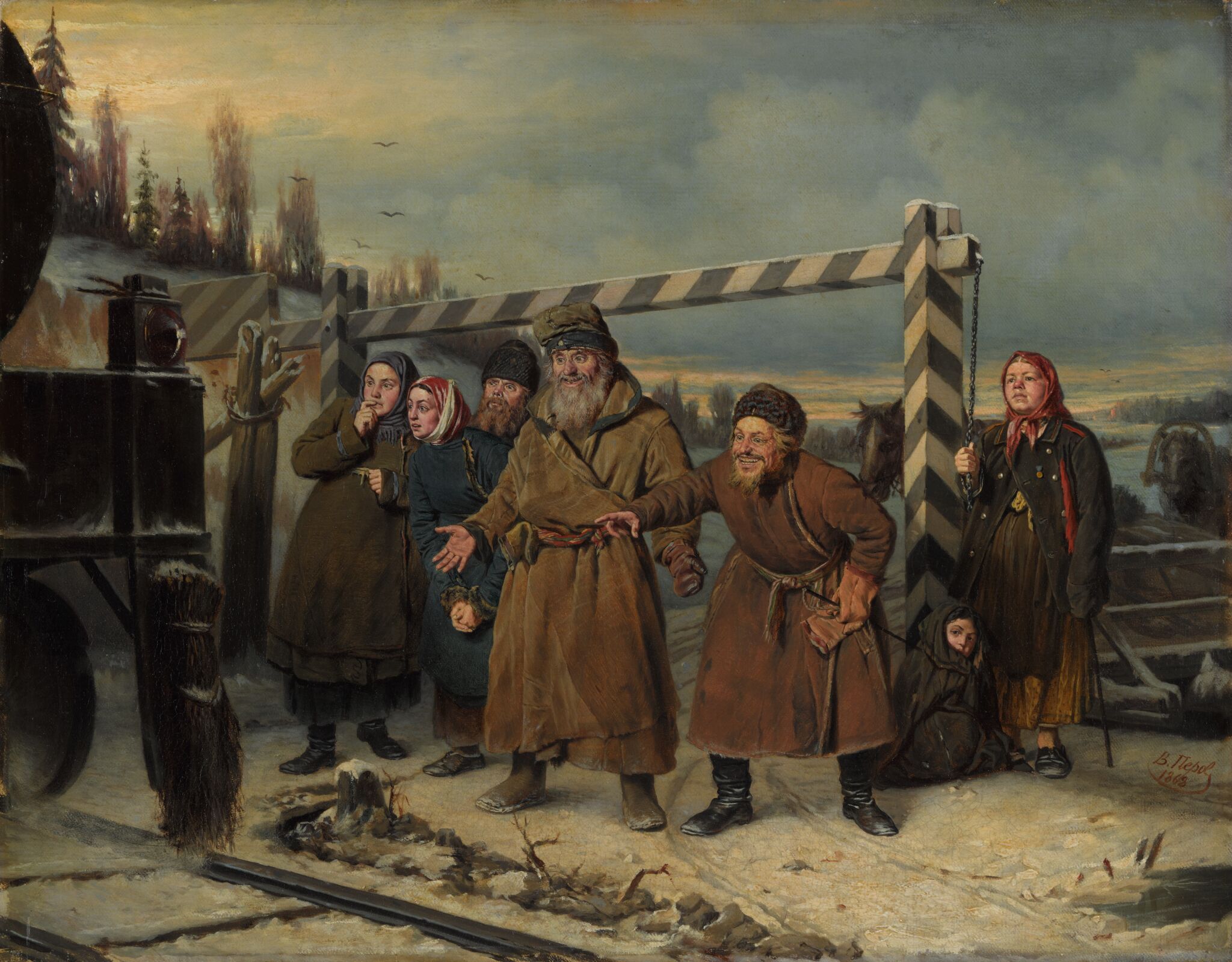 Сцена у железной дороги, Vasily Perov, 1868