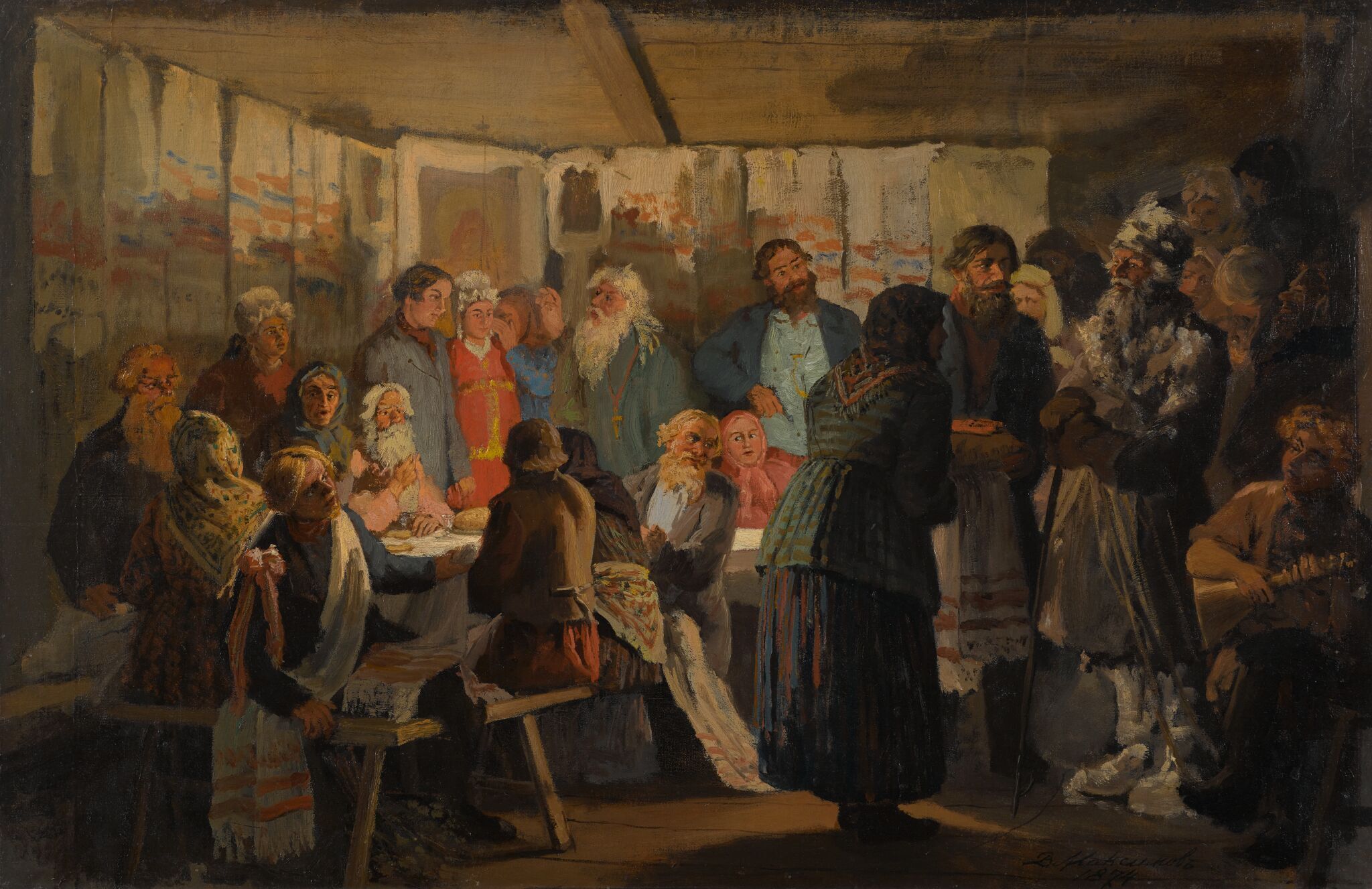Приход колдуна на крестьянскую свадьбу, Vassily Maximov, 1874