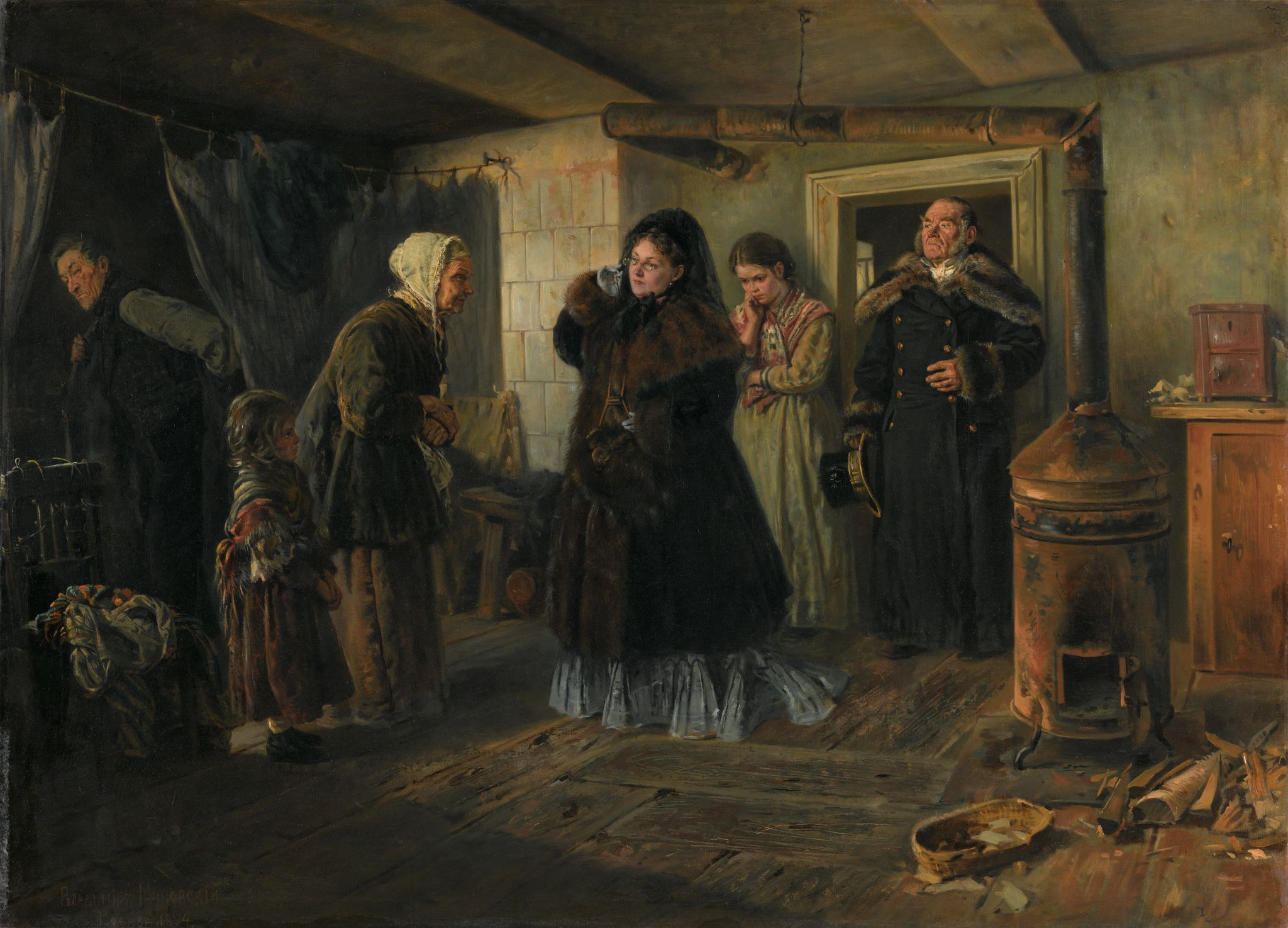 Посещение бедных, Vladimir Makovsky, 1874