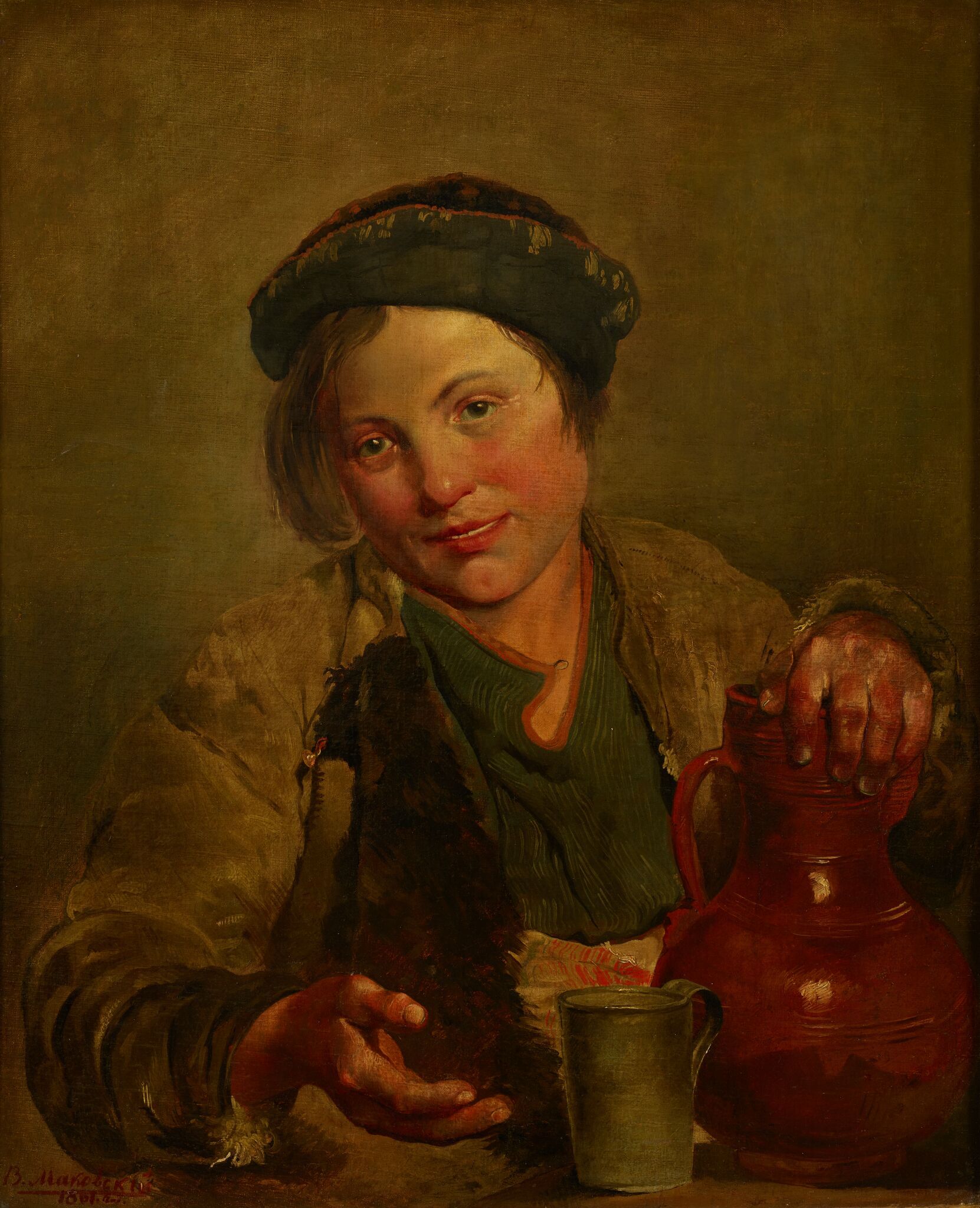 Мальчик, продающий квас, Vladimir Makovsky, 1861