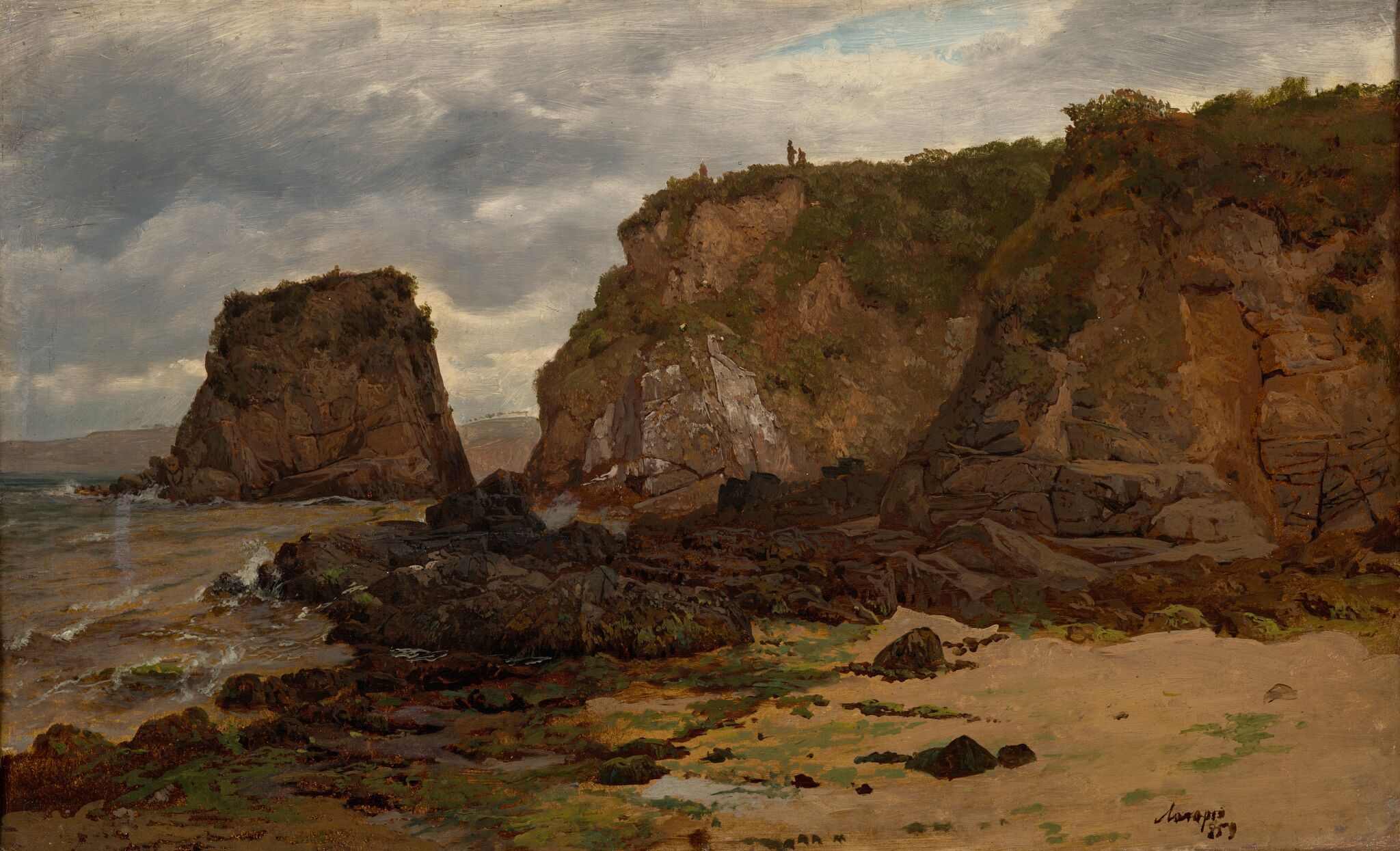 На острове Капри. Берег в ненастье, Lev Lagorio, 1859
