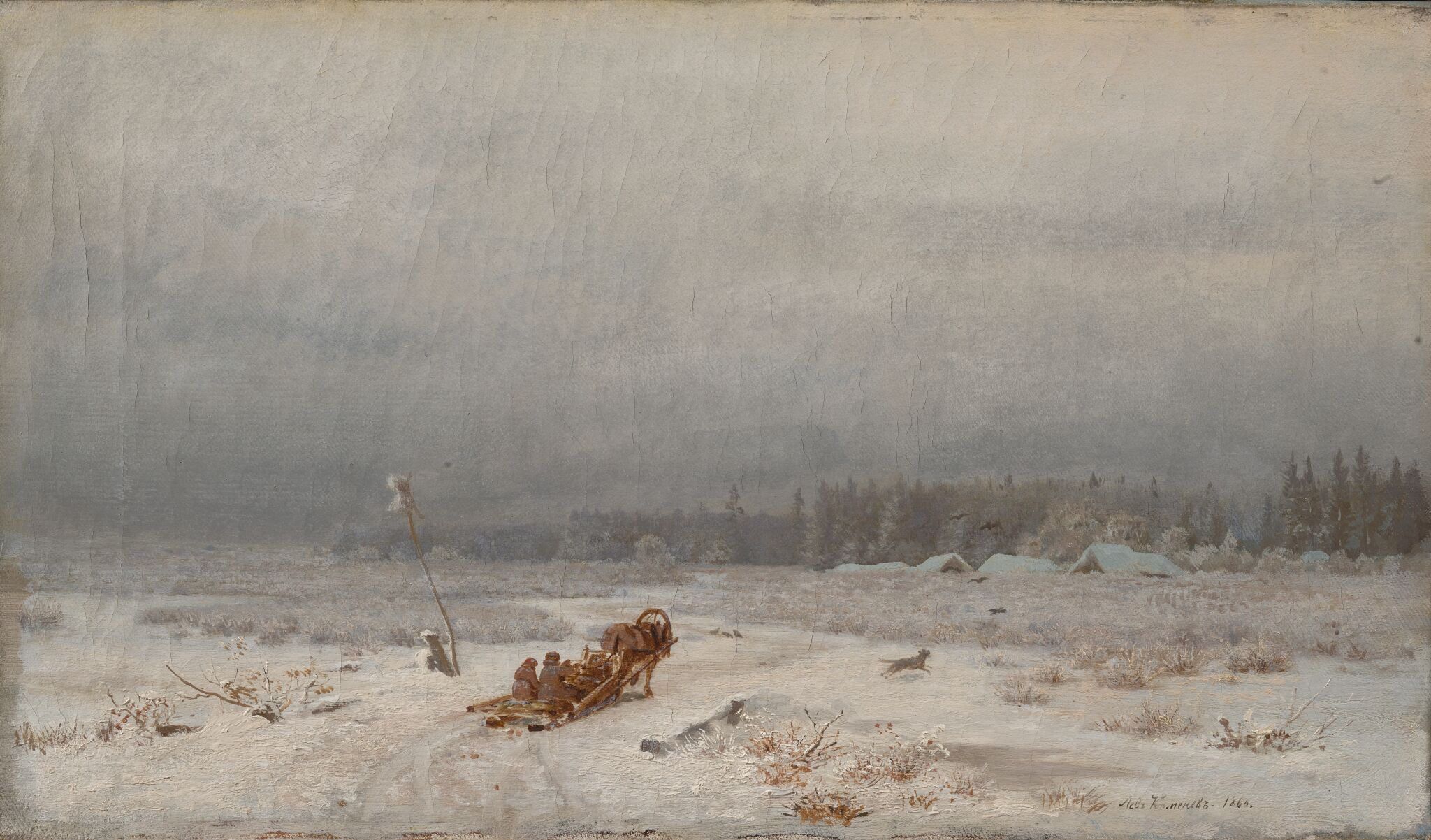 Зимняя дорога, Lev Kamenev, 1866