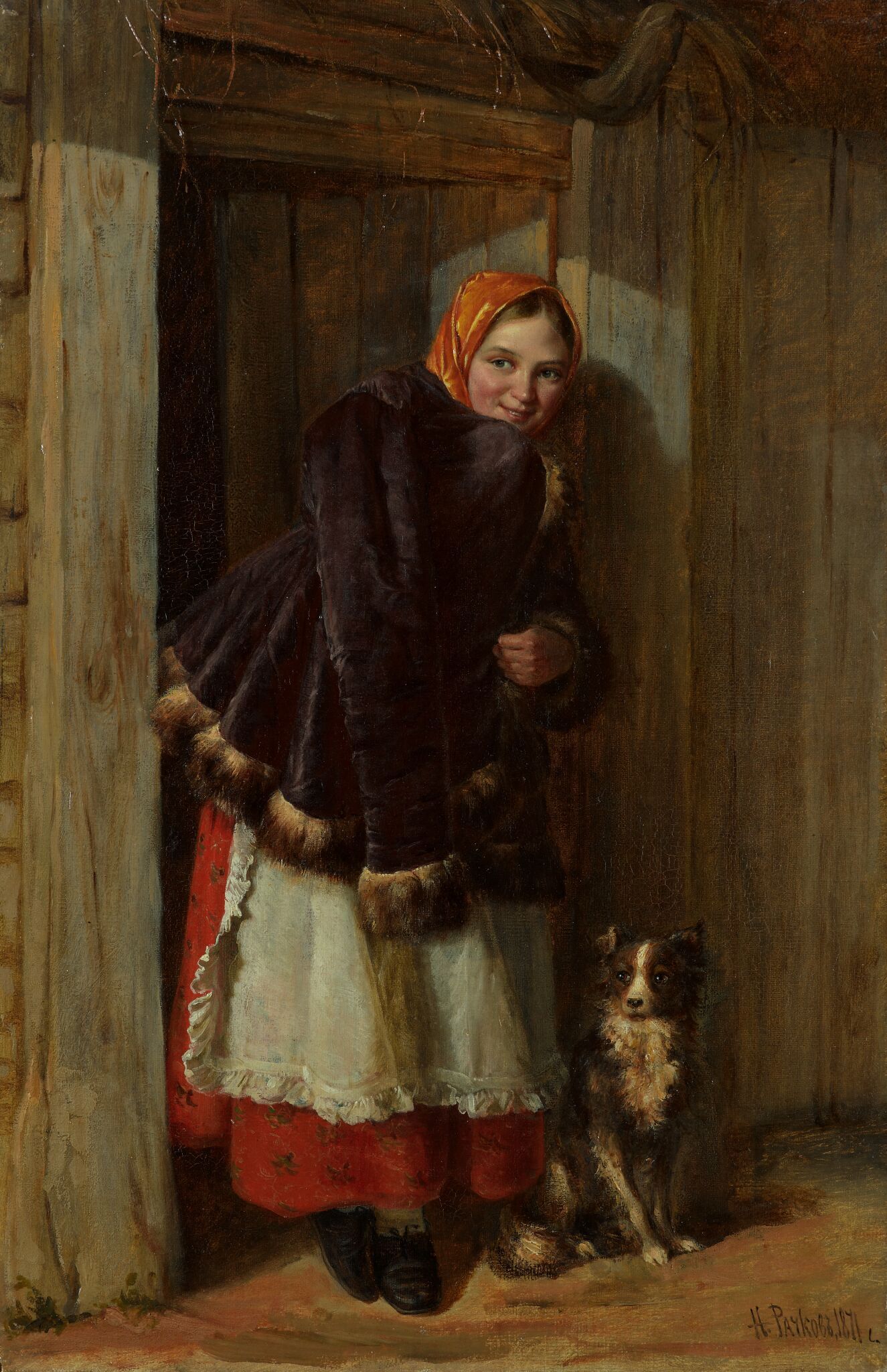 У калитки, Nikolay Rachkov, 1871