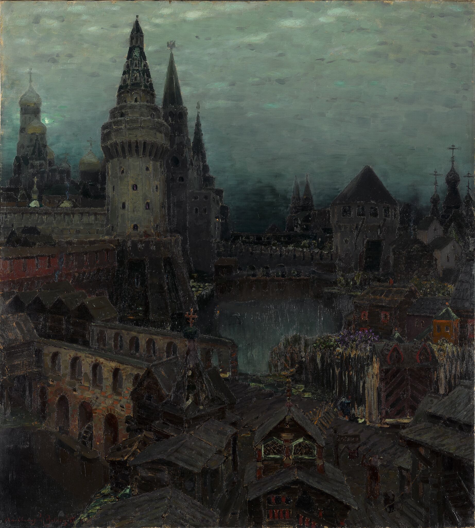Москва конца XVII столетия. На рассвете у Воскресенских ворот, Apollinary Vasnetsov, 1900