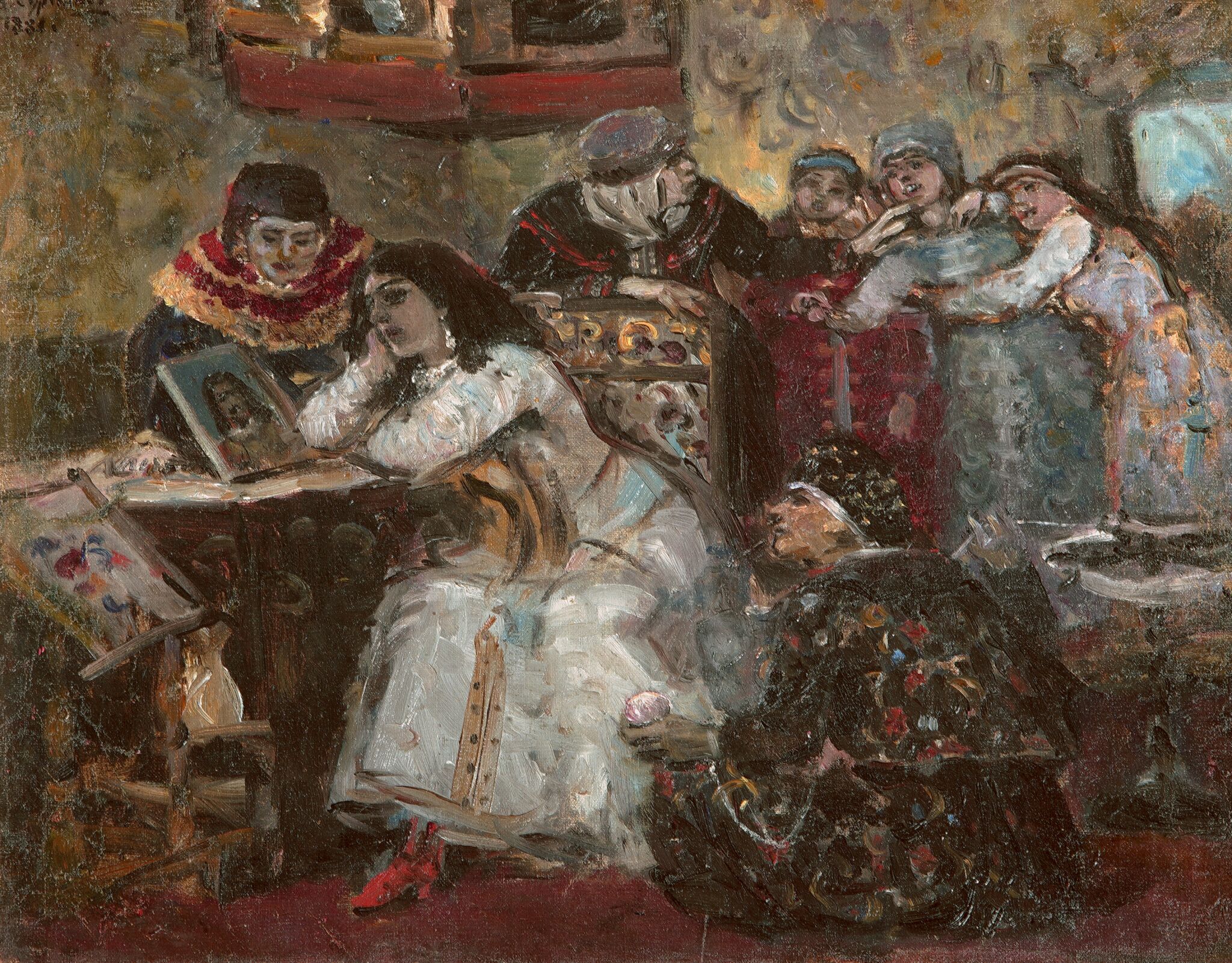 Царевна Ксения Годунова у портрета умершего жениха-королевича, Vasily Surikov, 1881