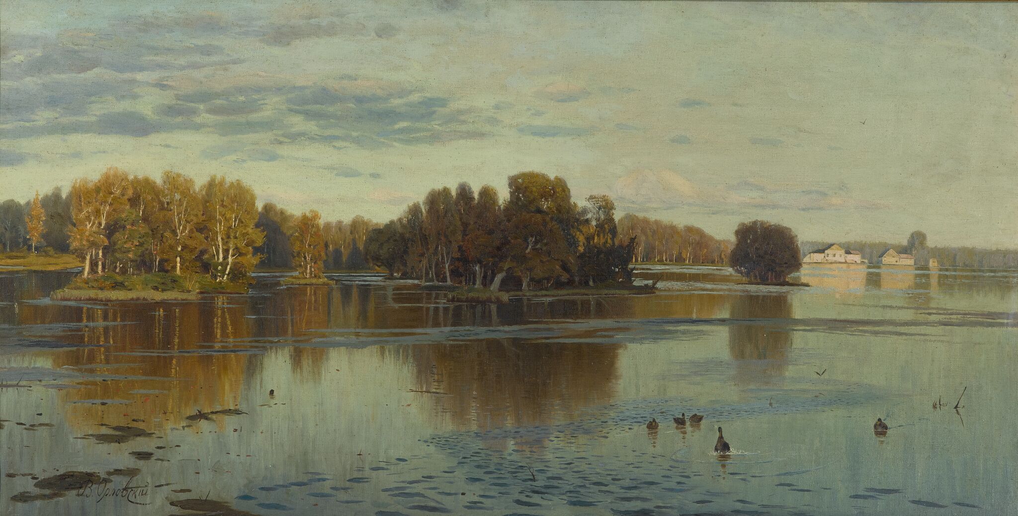 Пруд. Летний вечер, Vladimir Orlovsky, 1890s