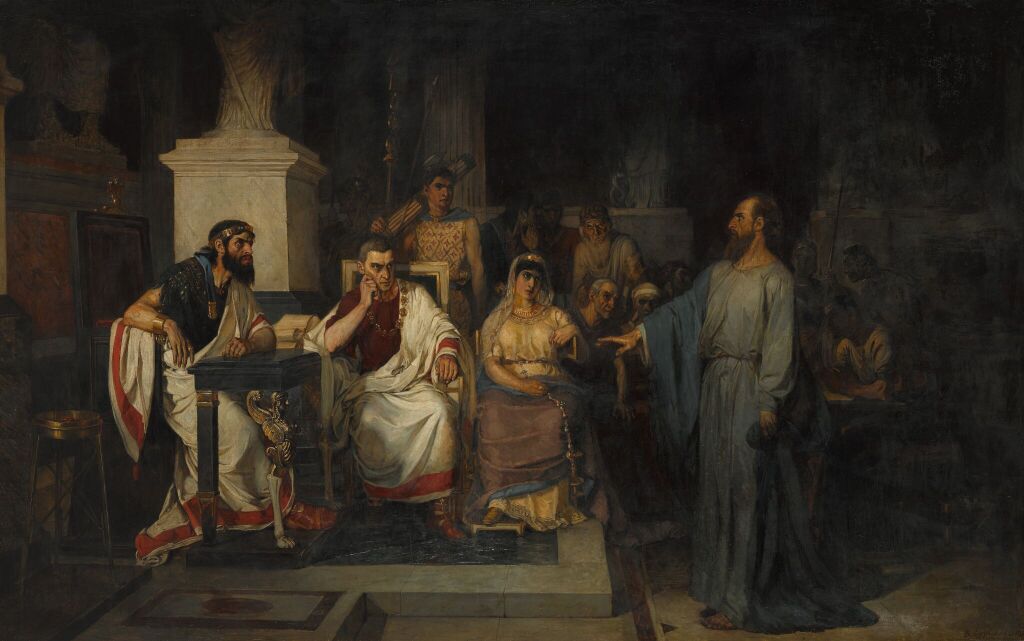 Апостол Павел объясняет догматы веры в присутствии царя Агриппы, сестры его Вереники и проконсула Феста