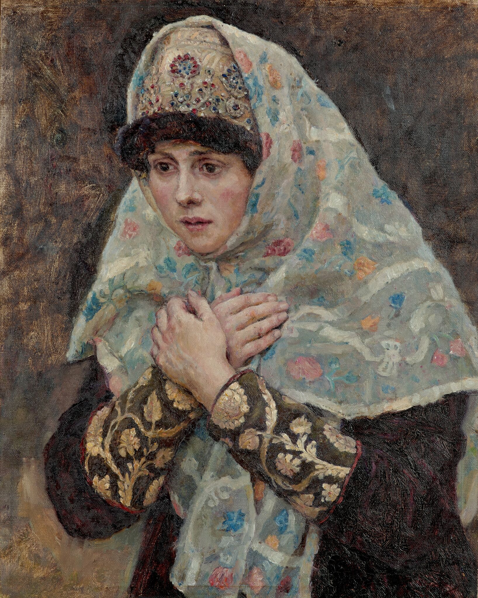 Боярышня со скрещенными на груди руками, Vasily Surikov, 1885–1886