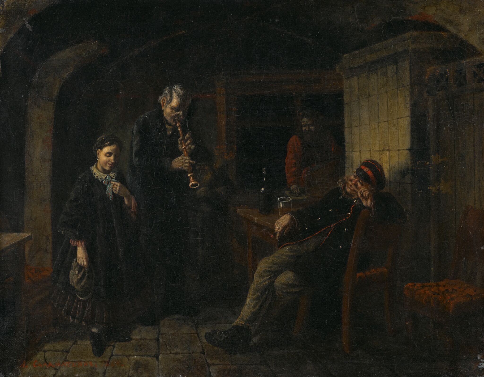 В погребке, Leonid Solomatkin, 1864