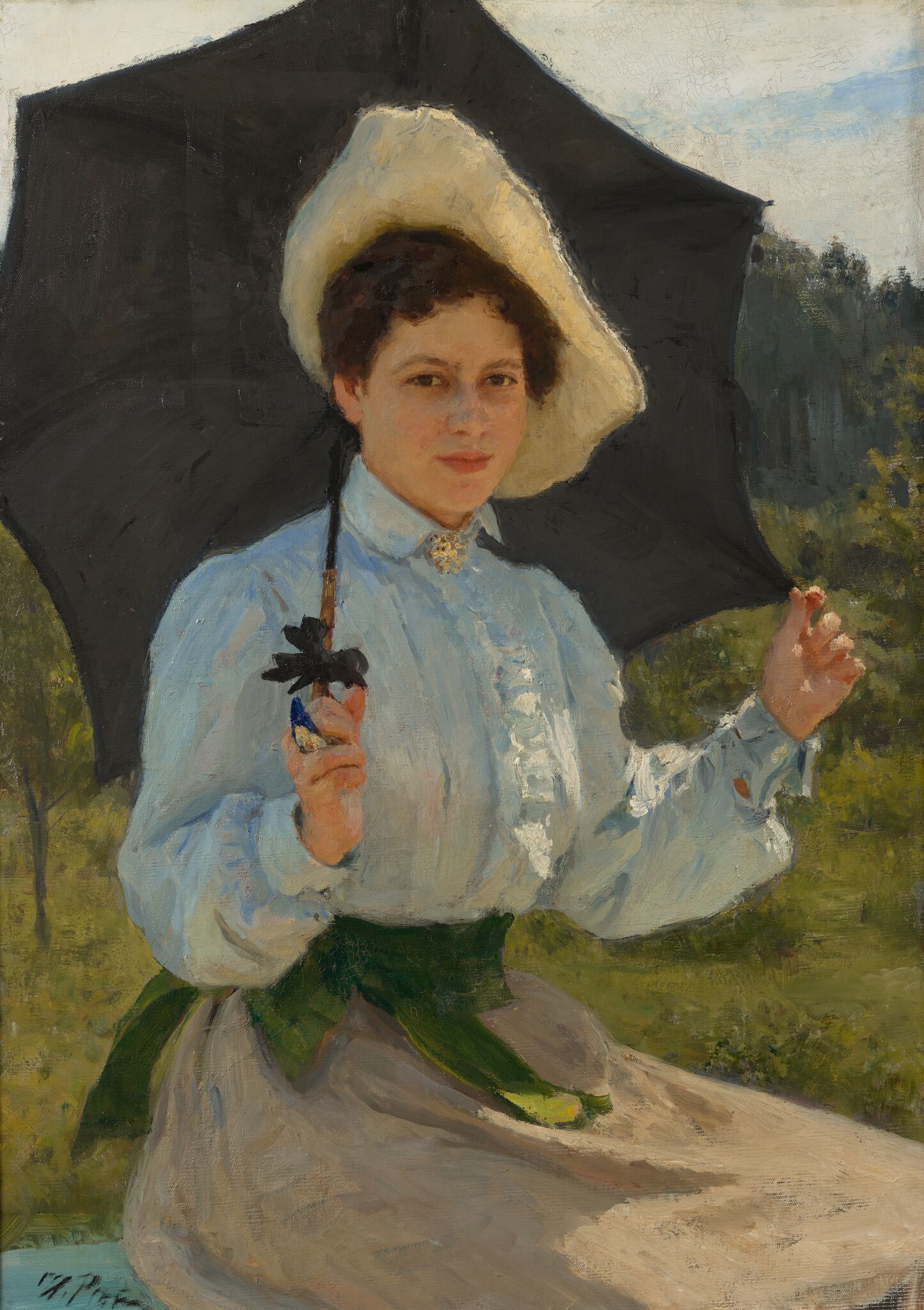 На солнце. Портрет Н.И. Репиной, дочери художника, Ilya Repin, 1900