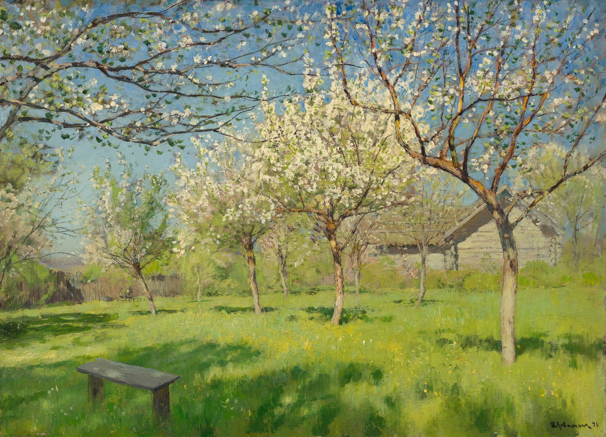 Цветущие яблони, Isaac Levitan, 1896