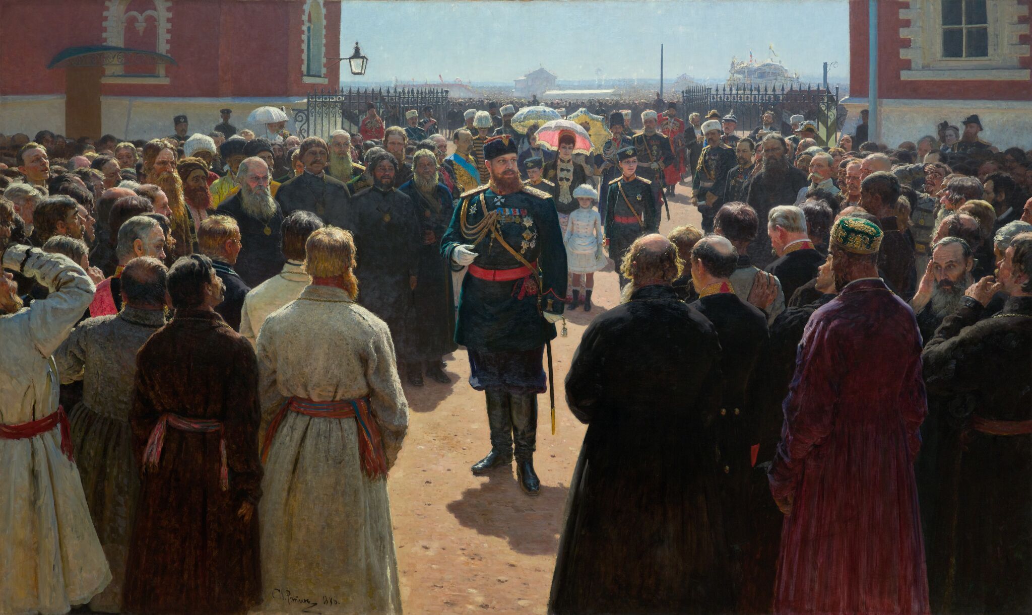 Прием волостных старшин Александром III во дворе Петровского дворца в Москве, Ilya Repin, 1886
