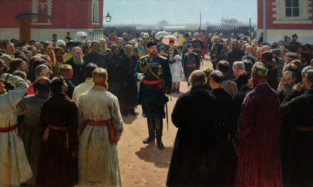 Прием волостных старшин Александром III во дворе Петровского дворца в Москве
