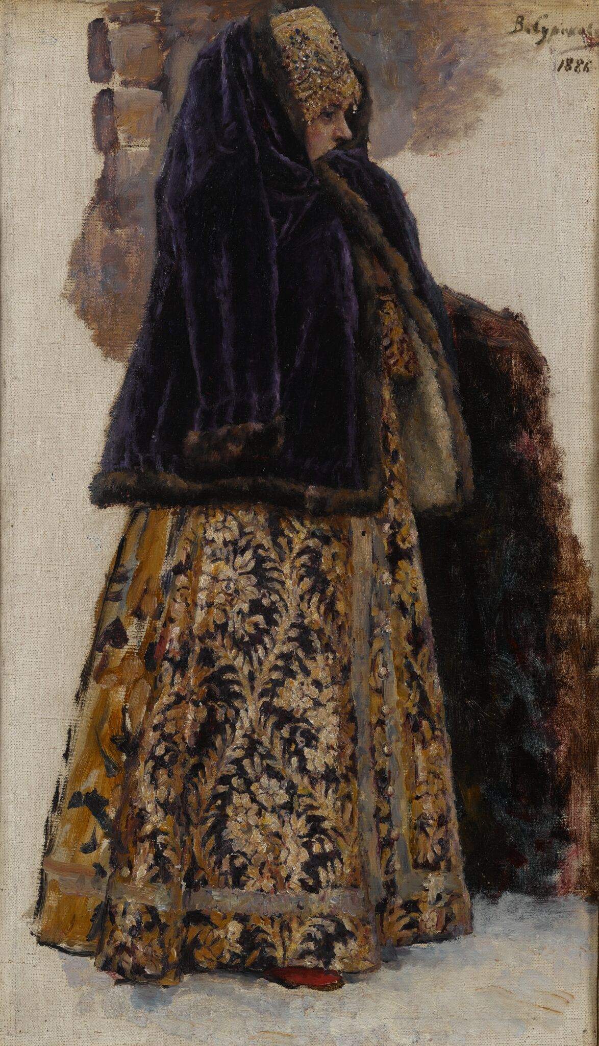 Боярыня в фиолетовой шубке, Vasily Surikov, 1886