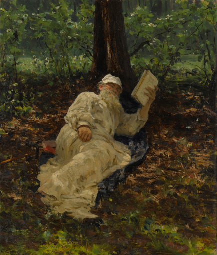 Л.Н.Толстой на отдыхе в лесу
