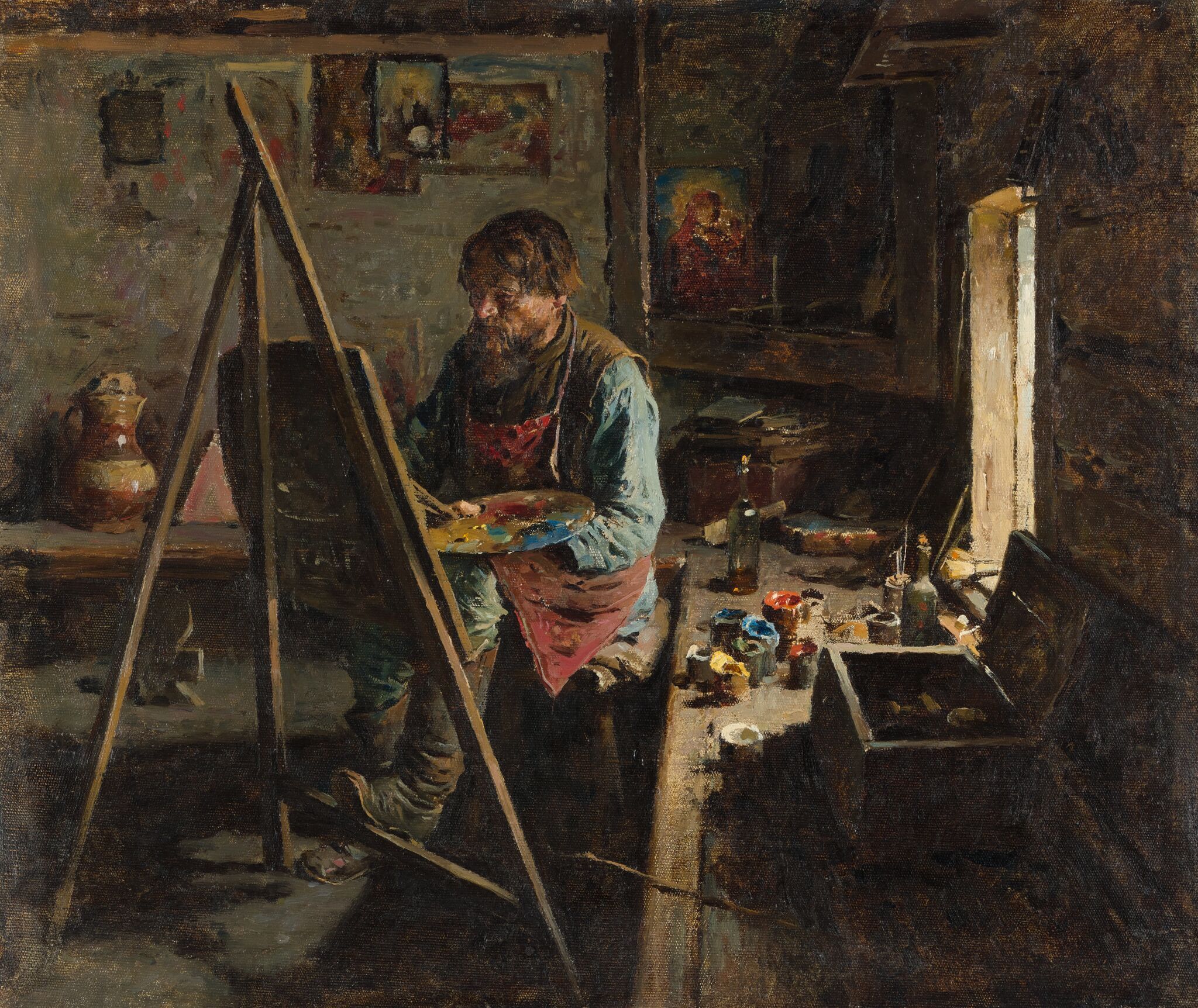 Деревенский иконописец, Abram Arkhipov, 1889