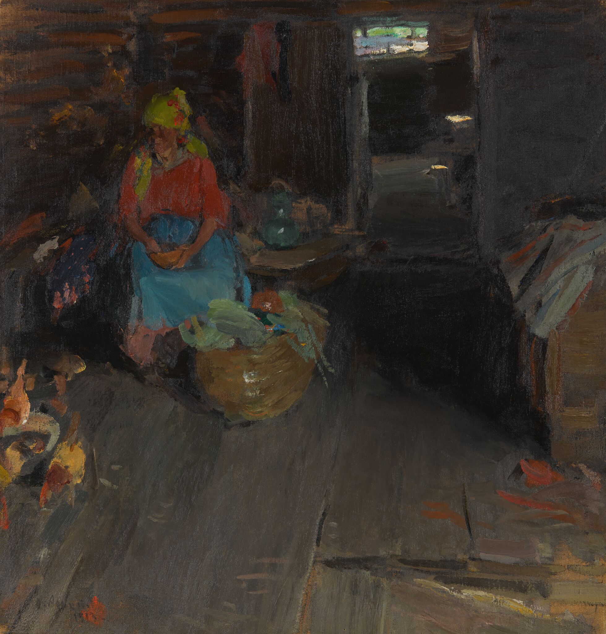 Девушка в избе (В крестьянской избе), Abram Arkhipov, 1913