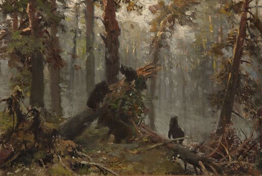 Утро в сосновом лесу. Эскиз одноименной картины (1889, ГТГ)