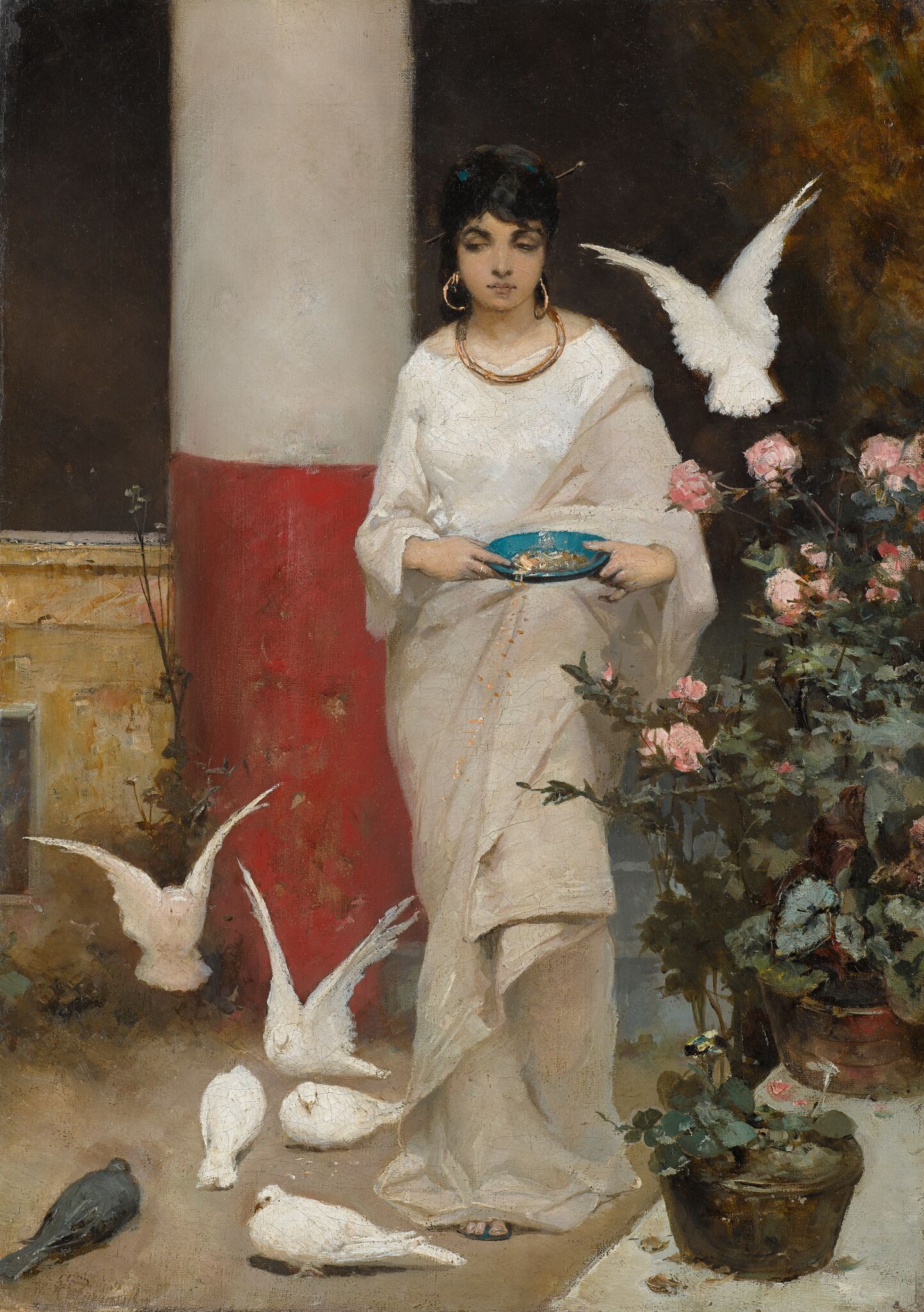 Девушка с голубями, Wilhelm Kotarbiński, 1880s–1890s