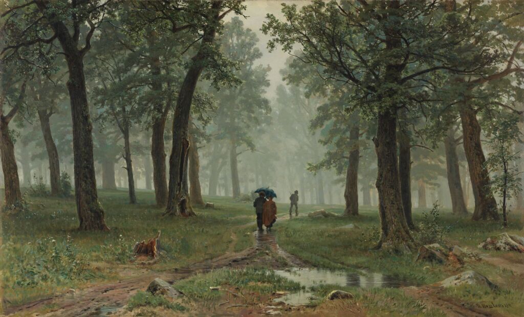 Дождь в дубовом лесу