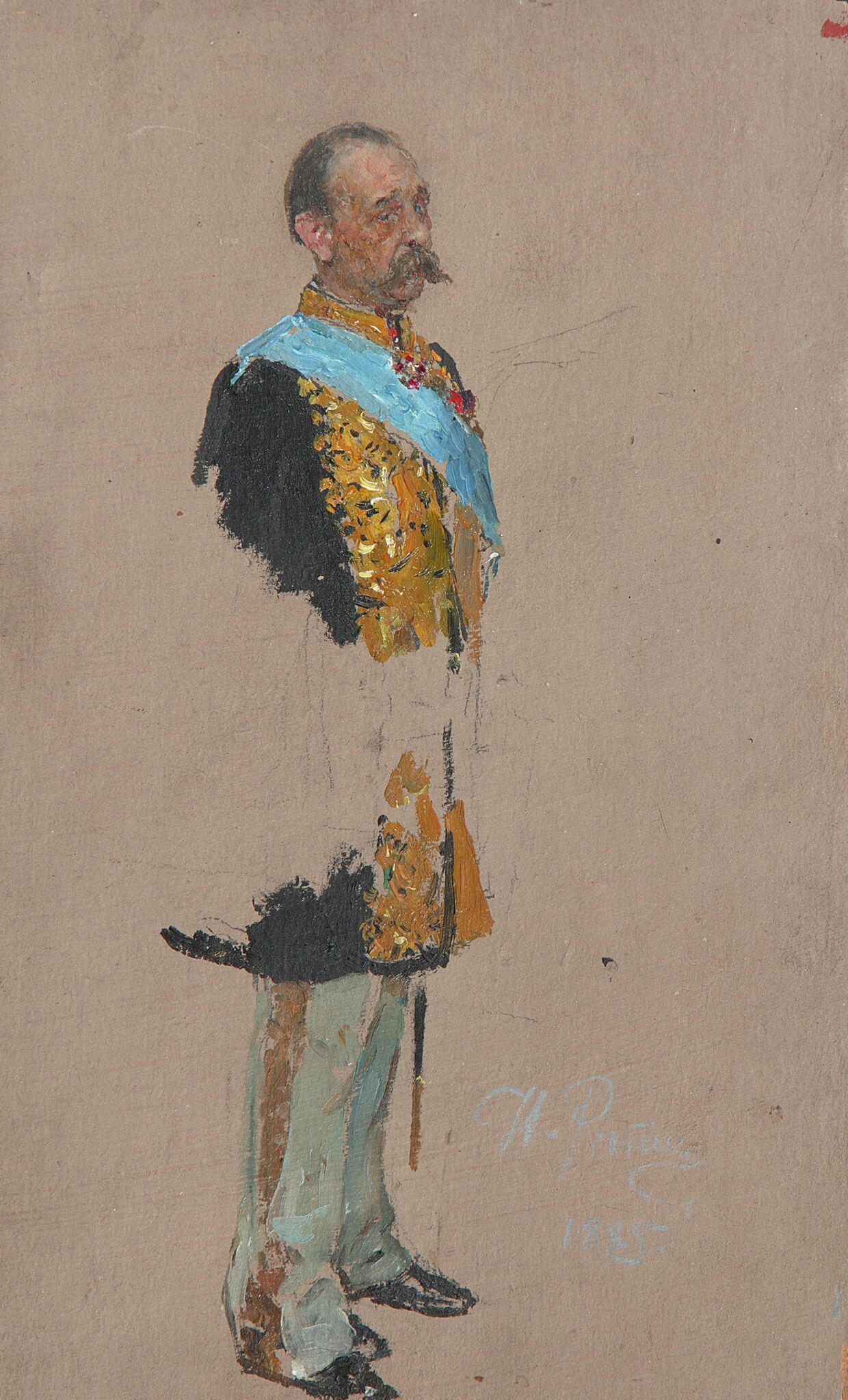 Граф Д.А. Толстой. Этюд, Ilya Repin, 1885