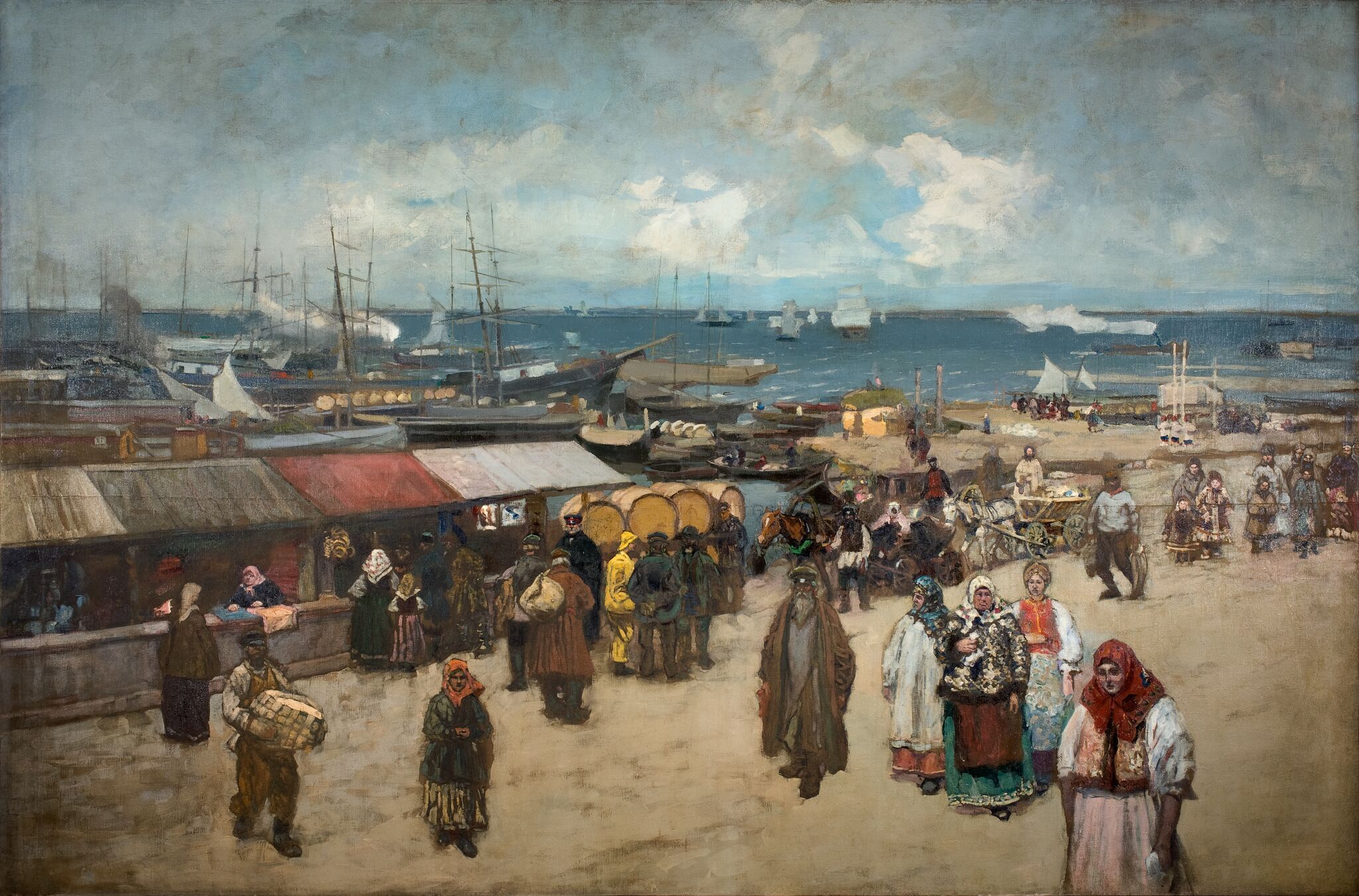 Базар у пристани в Архангельске, Konstantin Korovin, 1896