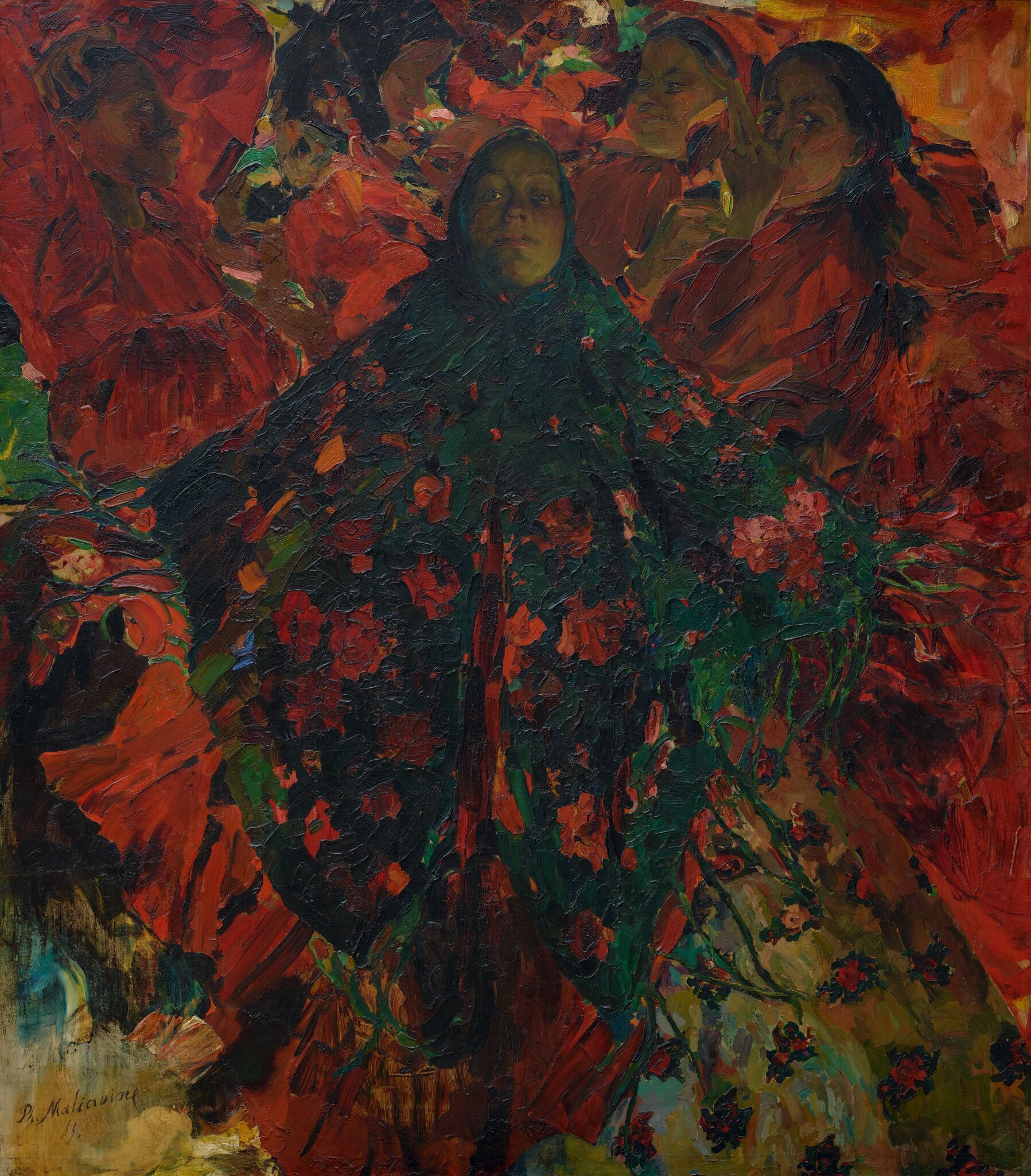 Бабы (Зеленая шаль), Filipp Malyavin, 1914