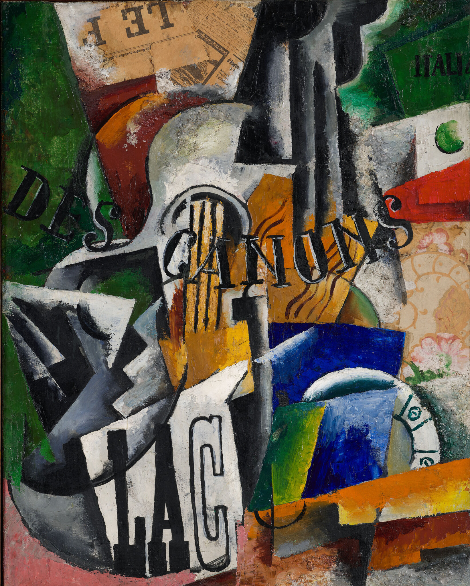 Итальянский натюрморт. Скрипки и пушки, Liubov Popova, 1914