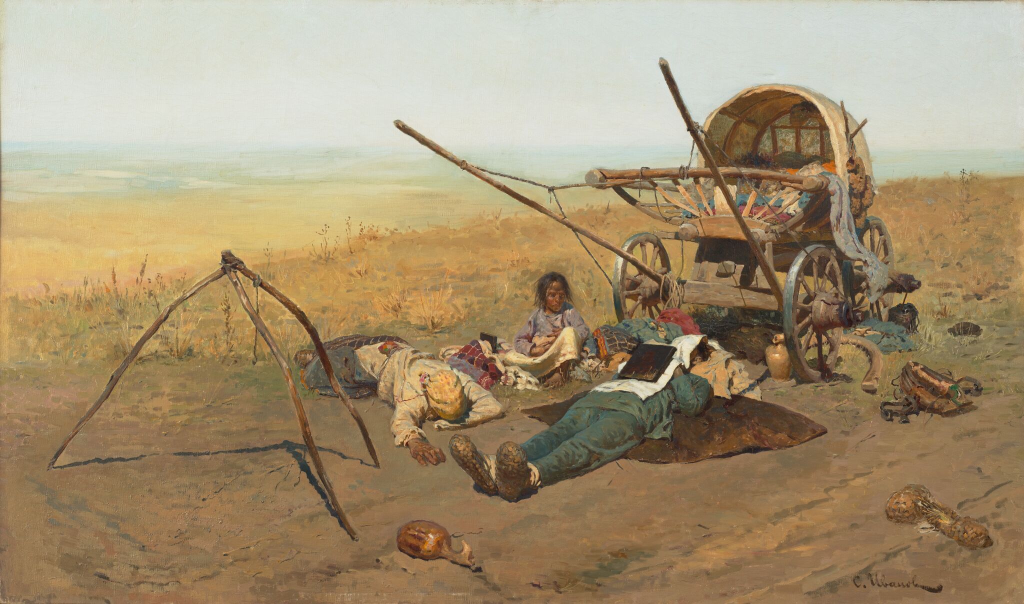 В дороге. Смерть переселенца, Sergey Ivanov, 1889