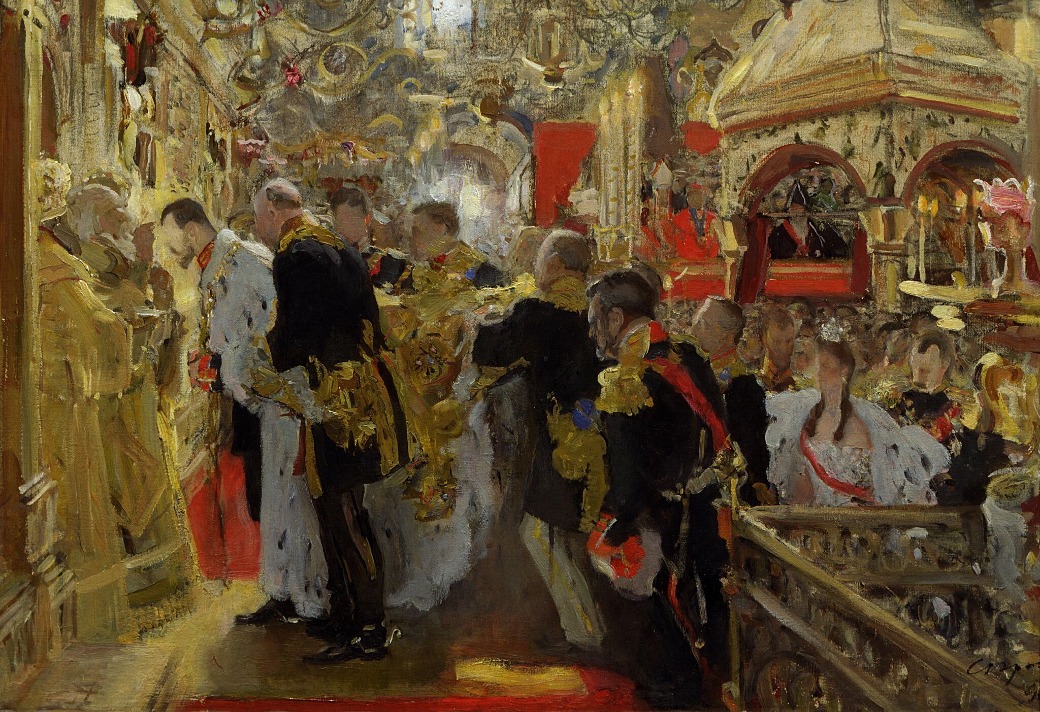 Коронация. Миропомазание Николая II в Успенском соборе, Valentin Serov, 1896