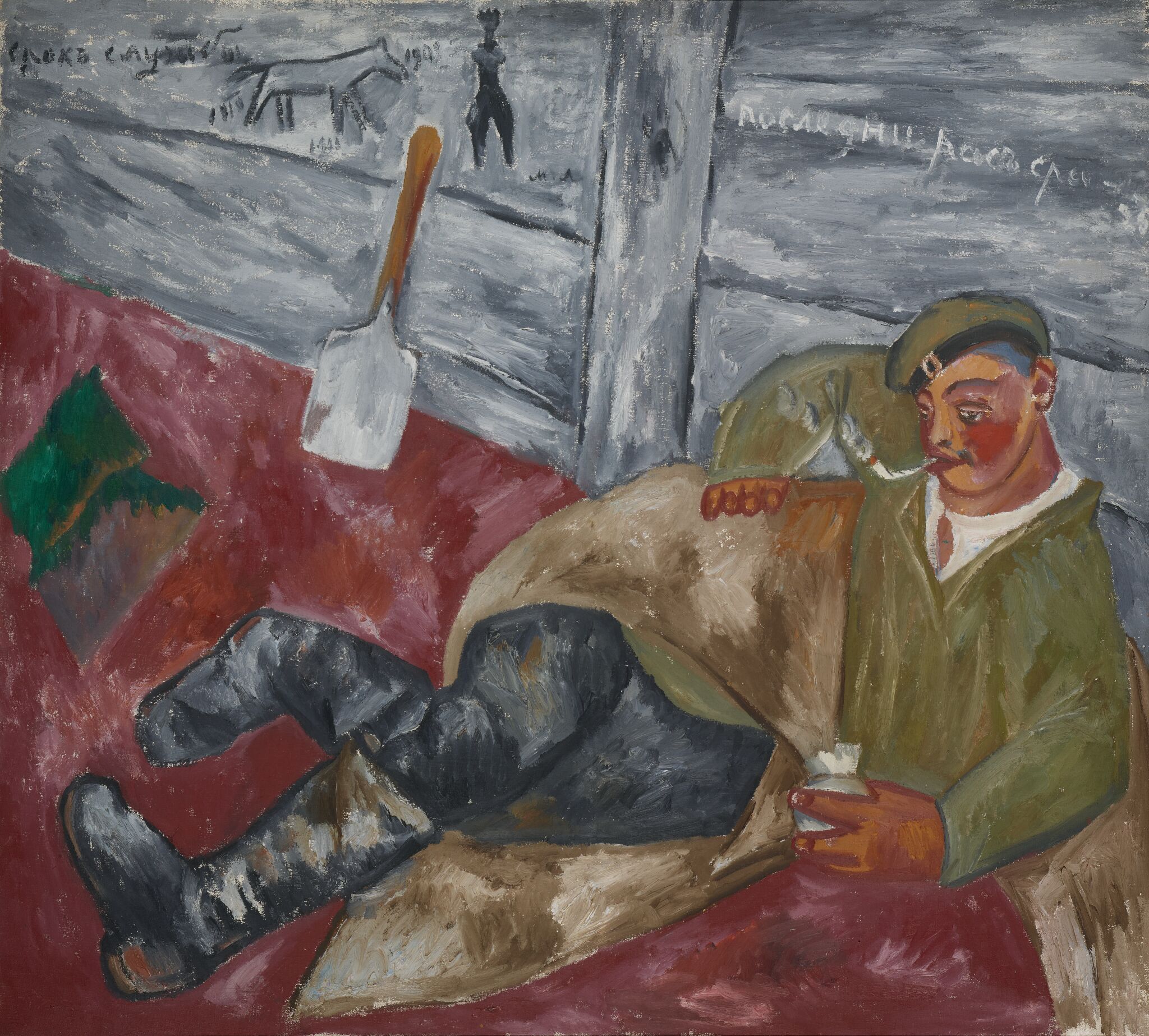 Отдыхающий солдат, Mikhail Larionov, 1911